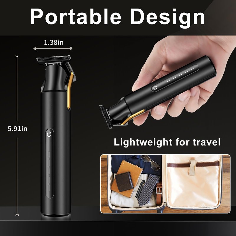 KOMINGDON Hair Trimmer for Men,Professional Barber Trimmer,Cordless T-Blade Hair Clippers Precision Edgers T Liners Rechargeable Beard Trimmer,Waterproof Haircut kit,Long-Lasting Battery