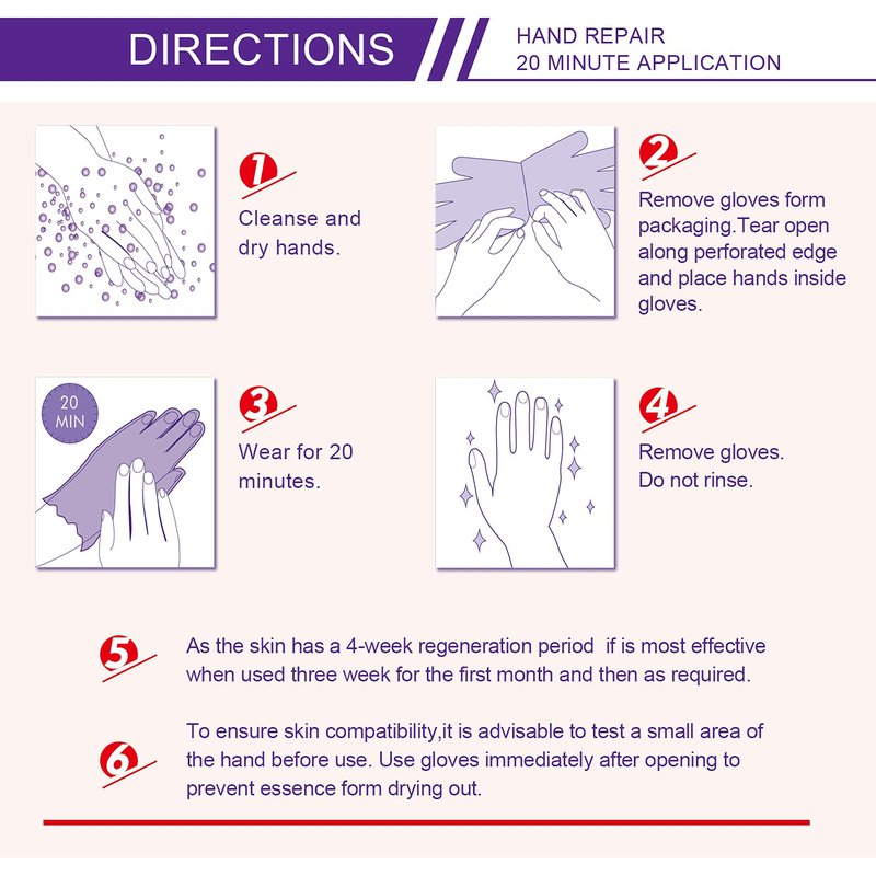 Moisturizing Gloves - 4 Pack Hand Spa Mask with Collagen & Vitamins | Repair Dry, Cracked Skin for Men & Women