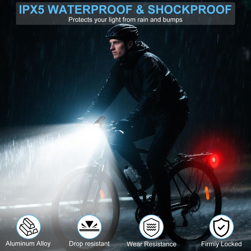 Bike Lights for Night Riding, 2000 Lumen Super Bright Bicycle Headlight and Tail Light Set with LCD Dispaly, USB-C Rechargeable Waterproof LED Bike Light Front and Back for Road Mountain Cycling