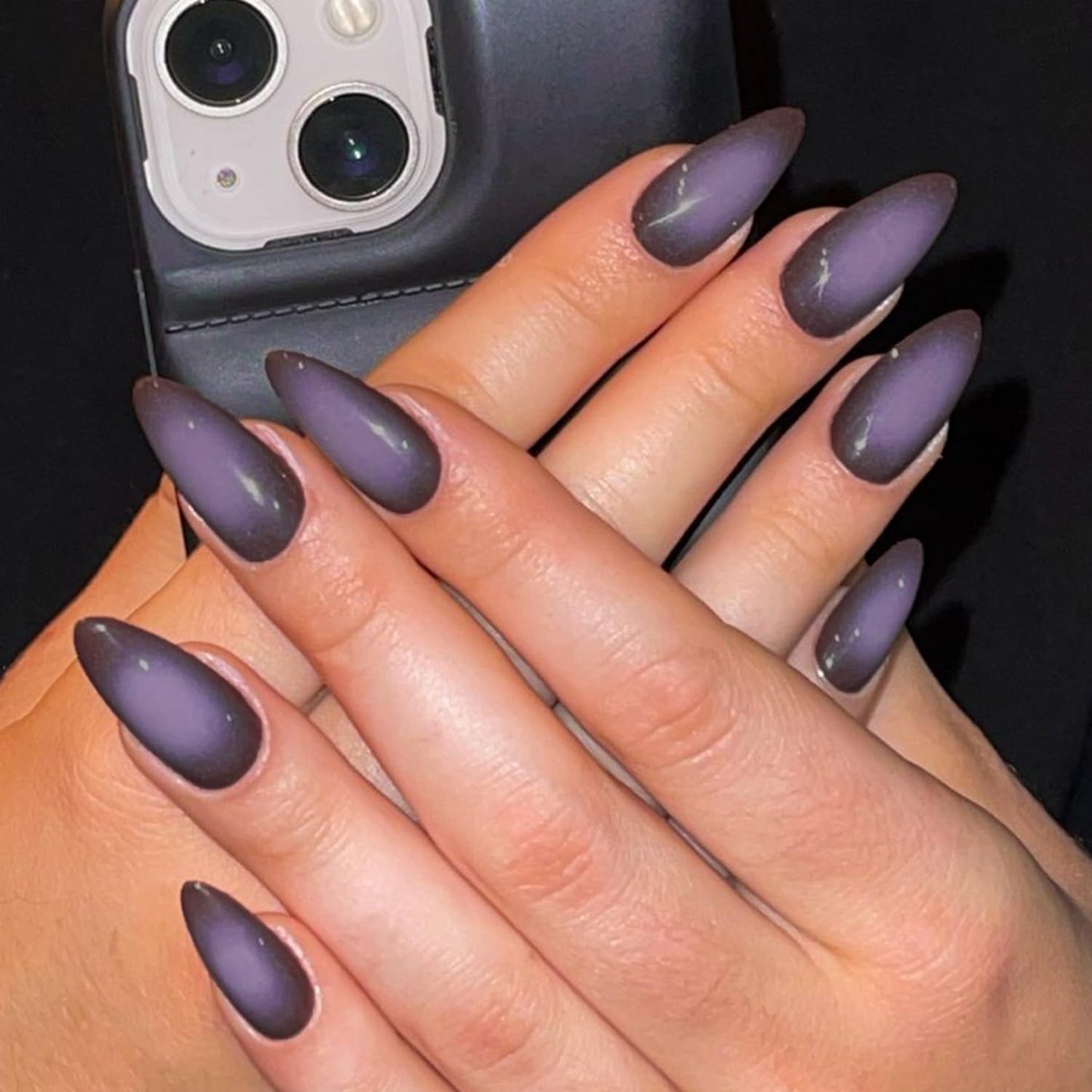 Glamermaid Black Pink Ombre Press-On Nails - Medium Almond Stiletto | Reusable Acrylic Nail Tips for Women