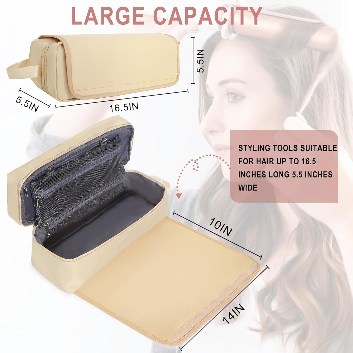 Portable Hair Tools Travel Bag - Heat Resistant Pad for Straighteners & Curling Irons | Essential Storage for Women