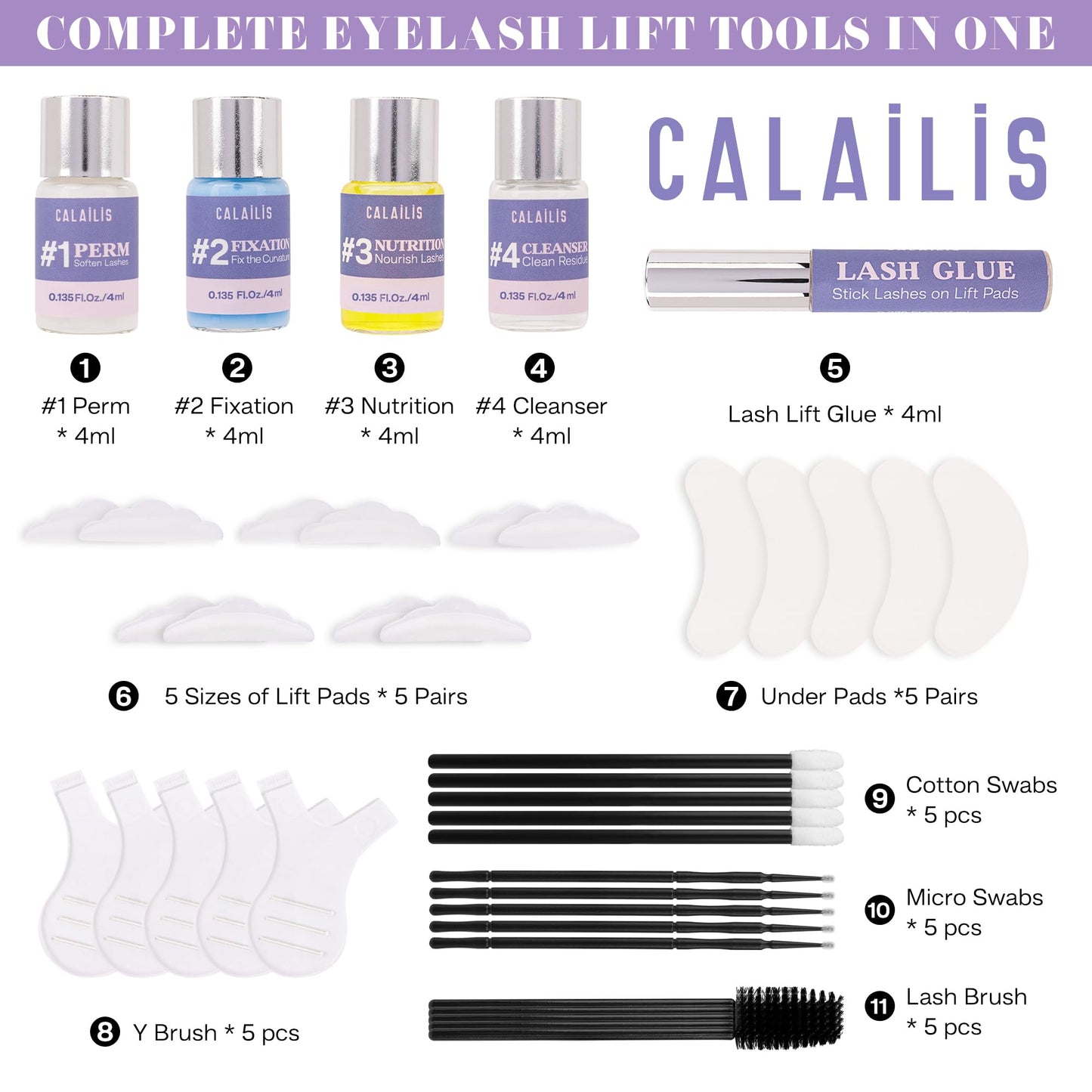 CALAILIS Lash Lift Kit, 2025 Updated Eyelash Lift Kit, Semi-Permanent Eyelash Curling Eyelash Perm Kit Suitable for Salon and DIY at Home Use Lash Perm Kit for Beginner and Professional