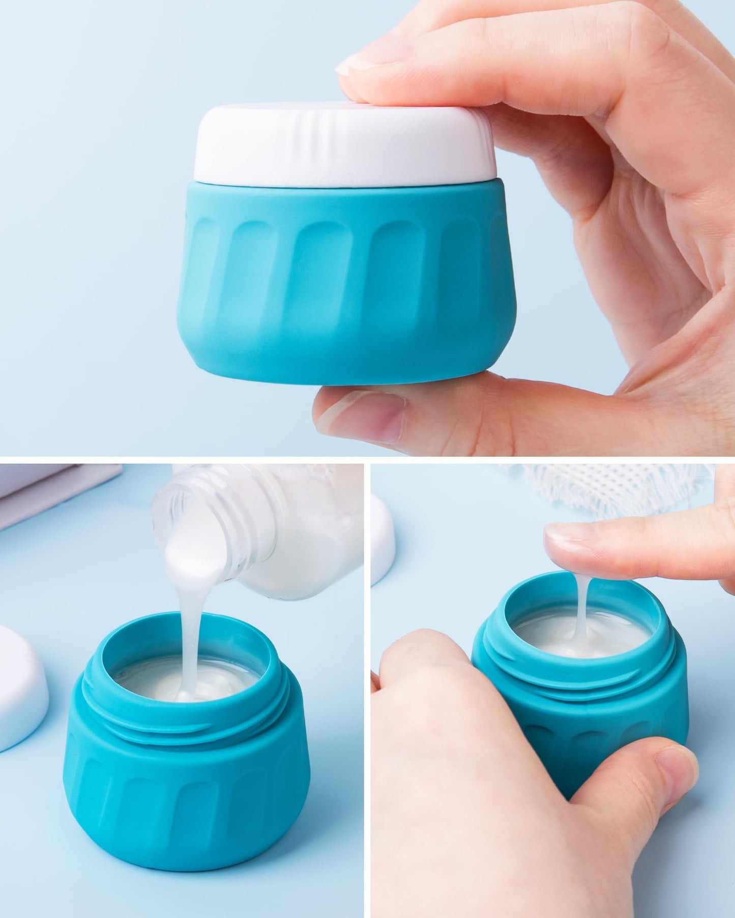 Mrsdry Travel Bottles for Toiletries, Travel Size Toiletries 10 Pack, Tsa Approved Travel Size Containers 3oz, with Travel Essentials Clear Bag, Leak Proof Silicone Squeezable Creams Jars