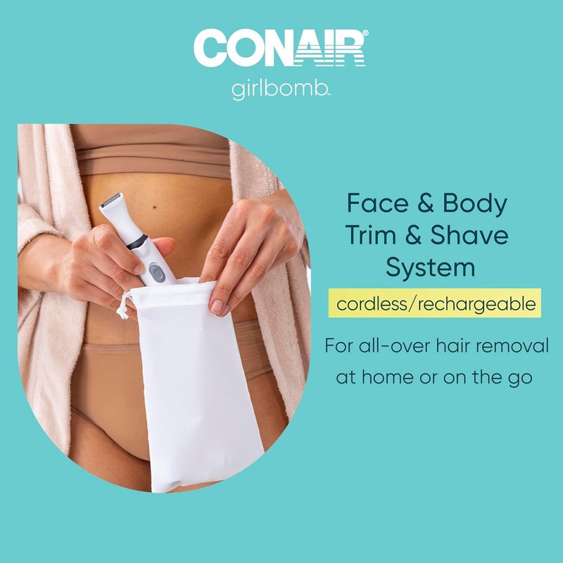 Conair GIRLBOMB All-in-One Face & Body Trimmer Set - Wet/Dry Rechargeable for Women