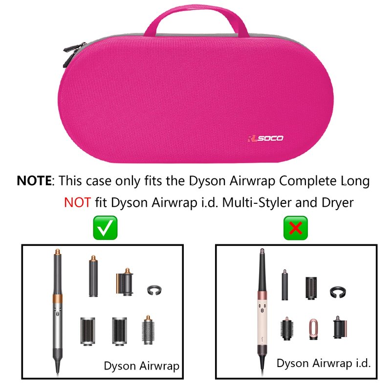 RLSOCO Hard Case for Dyson Airwrap Complete Long/Complete Styler HS08 HS05 HS01,NOT for Dyson Airwrap i.d. - Fits 4pcs Long Barrels or Short Barrels - Pink (Case Only,Hair Styler is not Included)