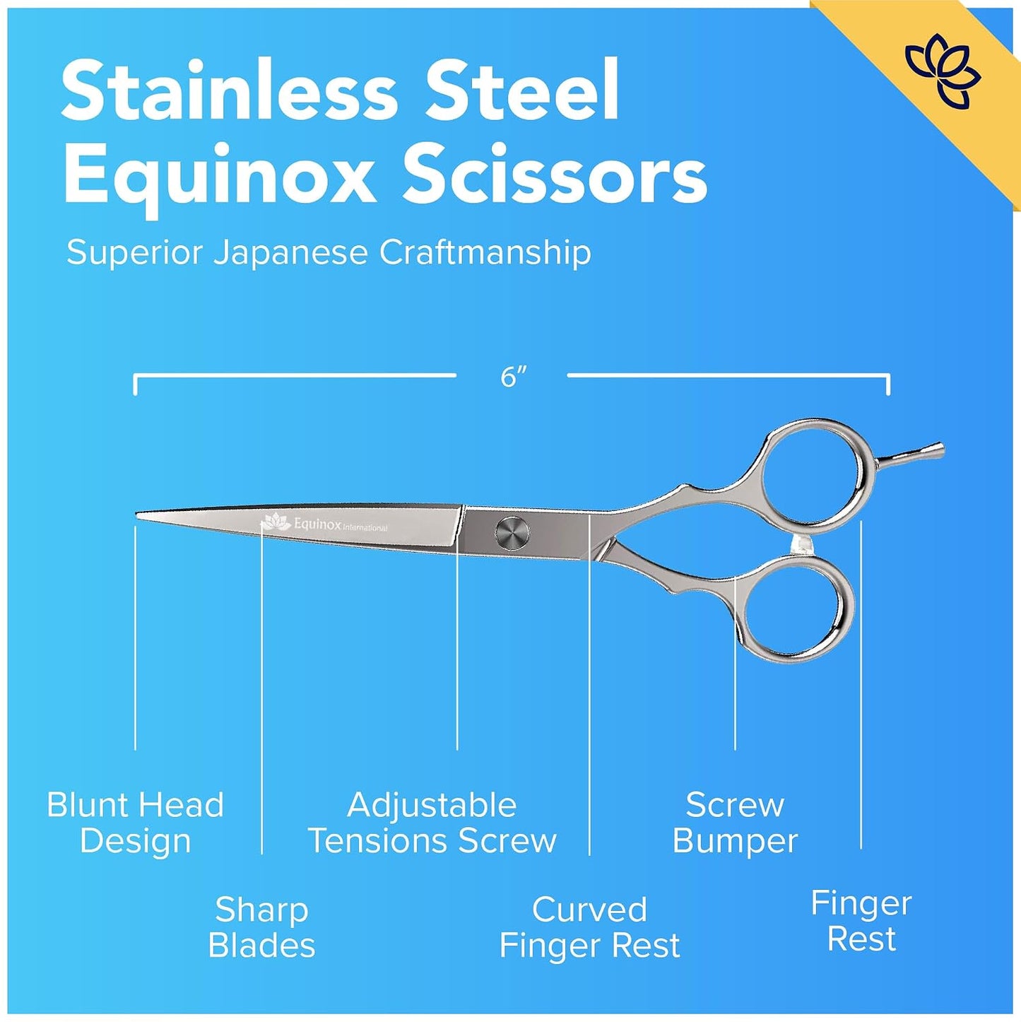 Barber Hair Cutting Scissors - Equinox Styling Shears, 6.0" Length | Professional Quality