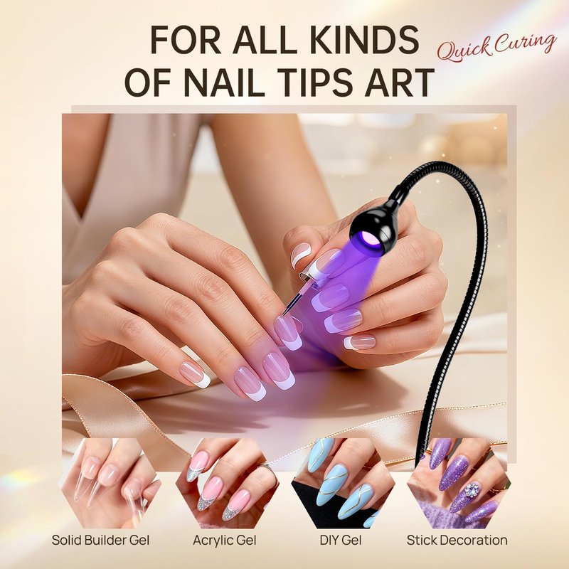 AORAEM LED Nail Lamp - Professional Gel Nail Curing Light with Gooseneck Clamp | Adjustable Black Design