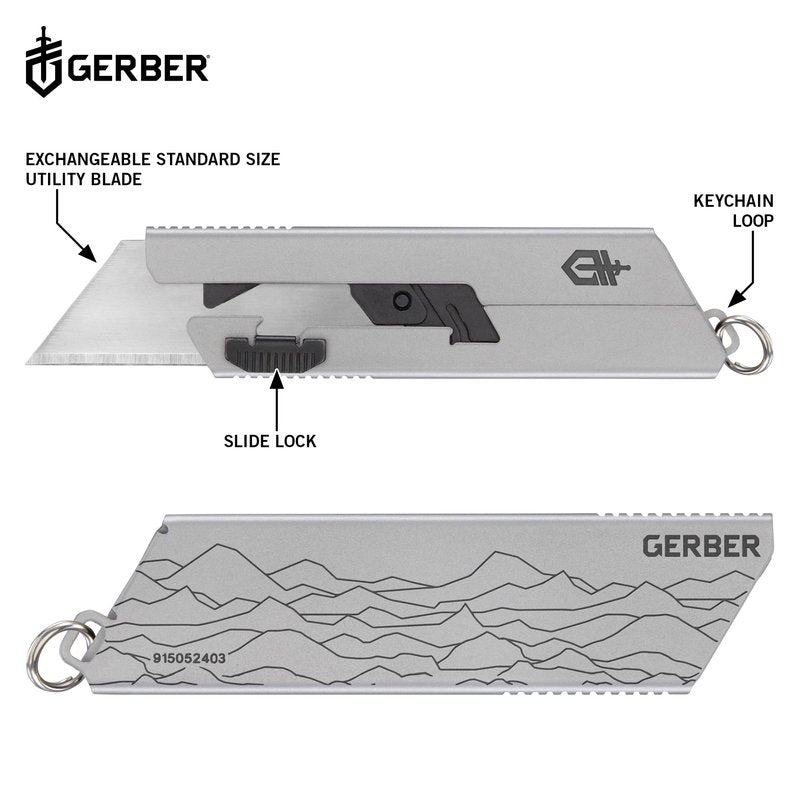 Gerber Gear EAB Utility Knife, Clips to Pocket or Keychain with Replaceable Razor Blade for Everyday Carry, EDC Gear with Box Cutter Retractable, Mini Silver