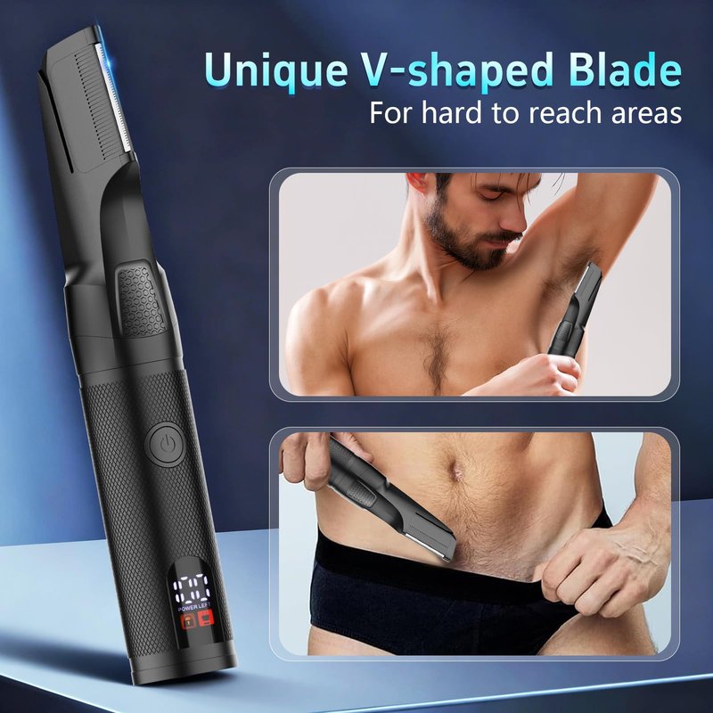 Manscape Body & Beard Trimmer for Men, 6-in-1 Electric Razor Grooming Kit Men's Gift, Nose Hair Trimmer, Ball Pubic Groin Shaver No Nick, Waterproof, LED Display, Rechargeable, Type-C Dock Charging