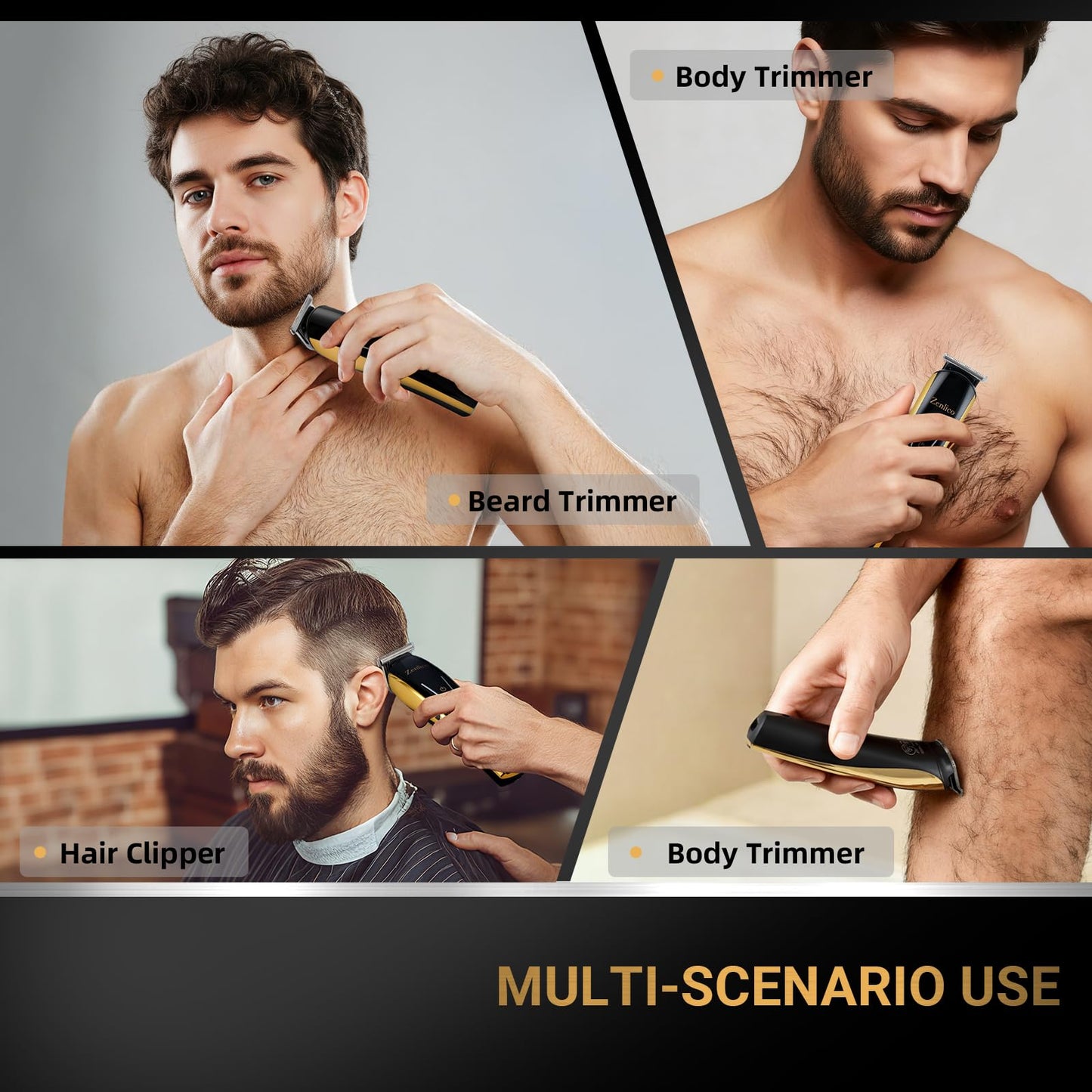 ZENLICO Beard Trimmer for Men, Rechargeable Men's Hair Trimmer for Mustache, Electric Razor & Body Grooming Kit for Beard, Face, Groin & Manscaping, Birthday Valentines Ideal Gift for Men
