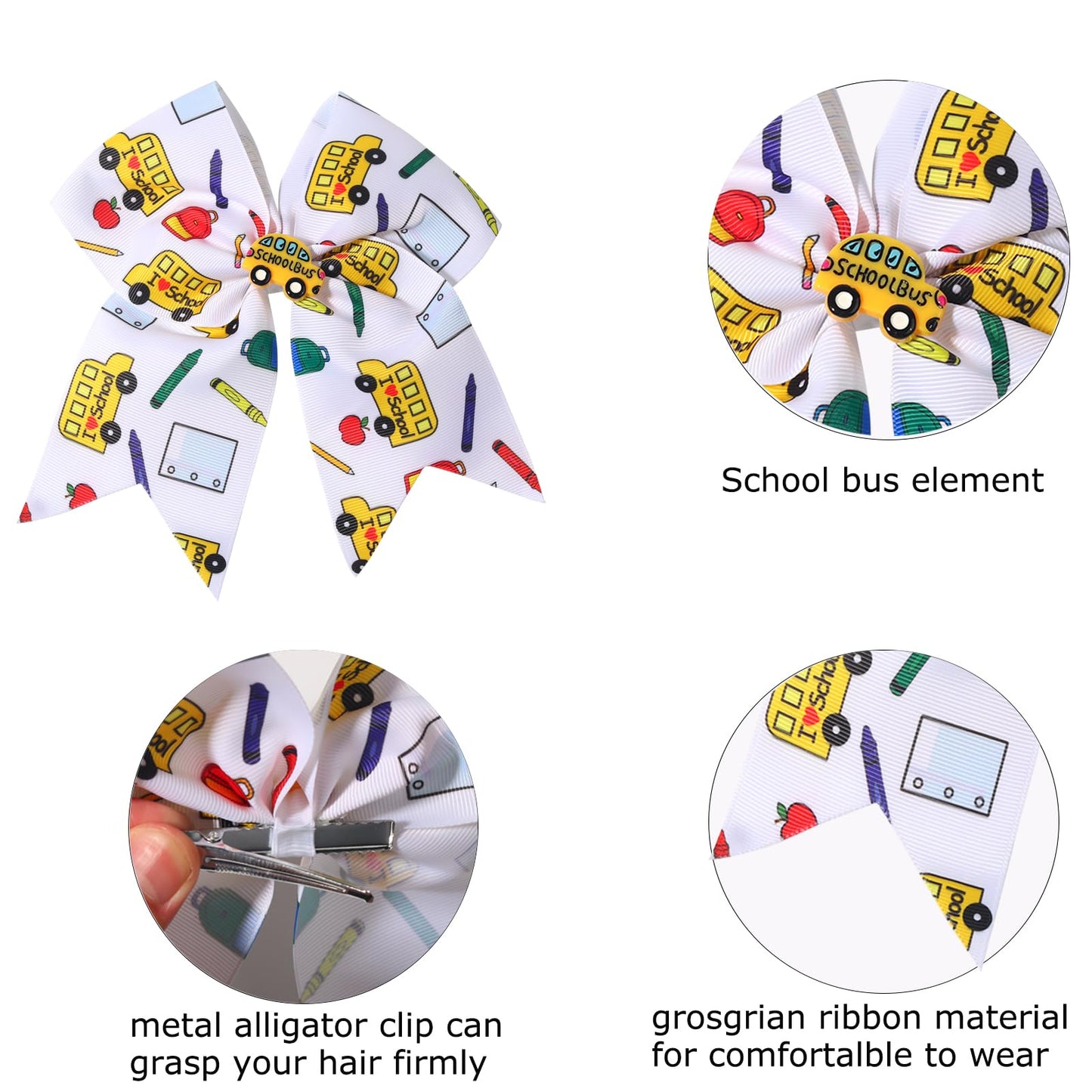 Back to School Bow Hair Clips