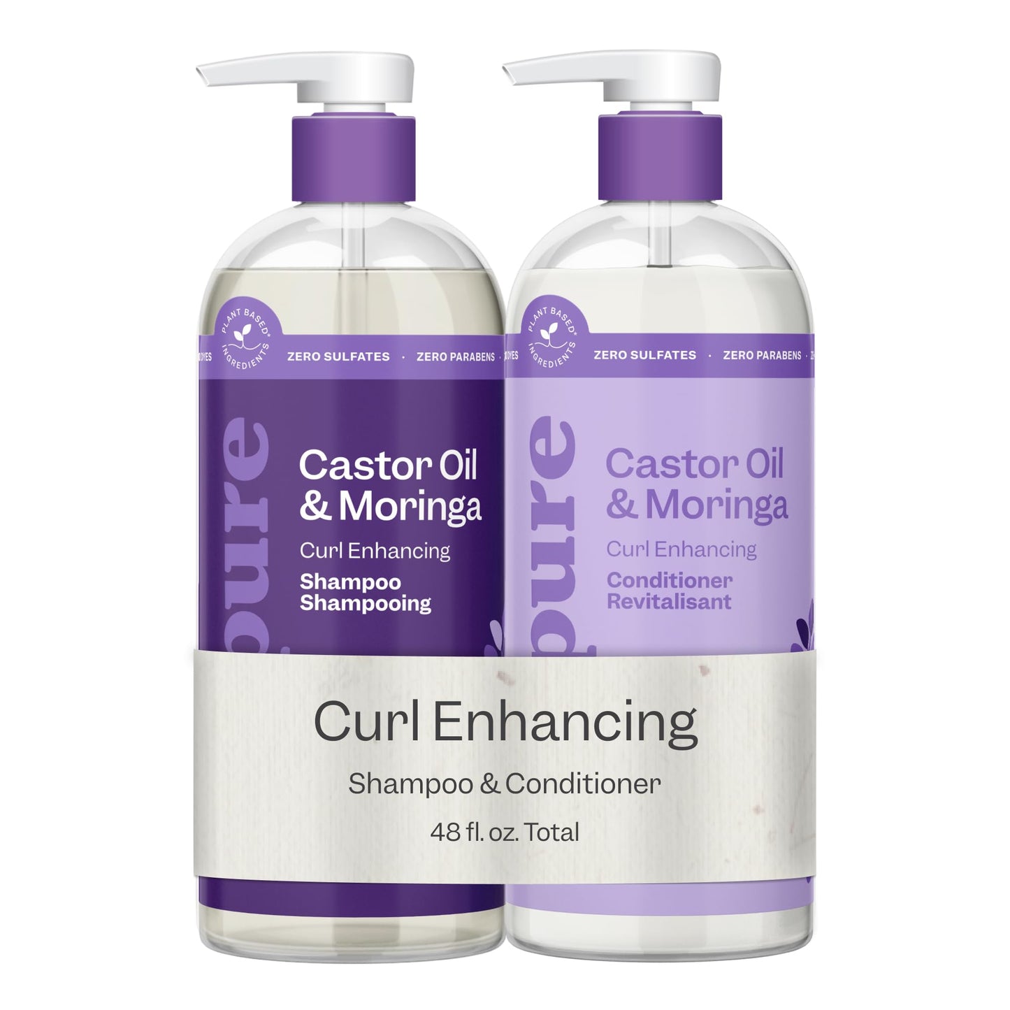 Renpure Castor Oil & Moringa Curl Enhancing Shampoo & Conditioner 2x24oz