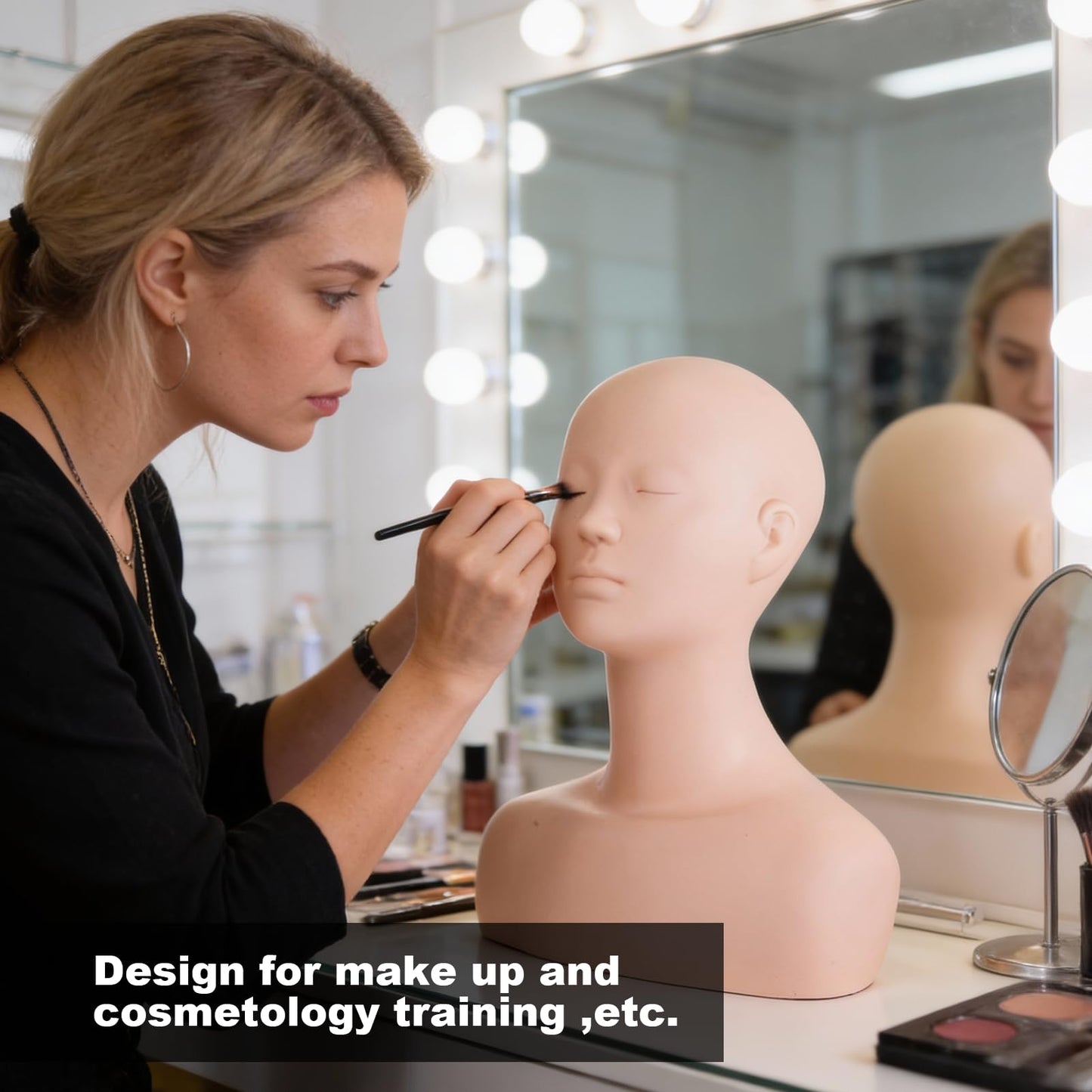 Makeup Practice Mannequin Head Silicone Soft Touch Practice Head Micro Blading Practice Model for Eyelashes Graftin Wig Hat Display