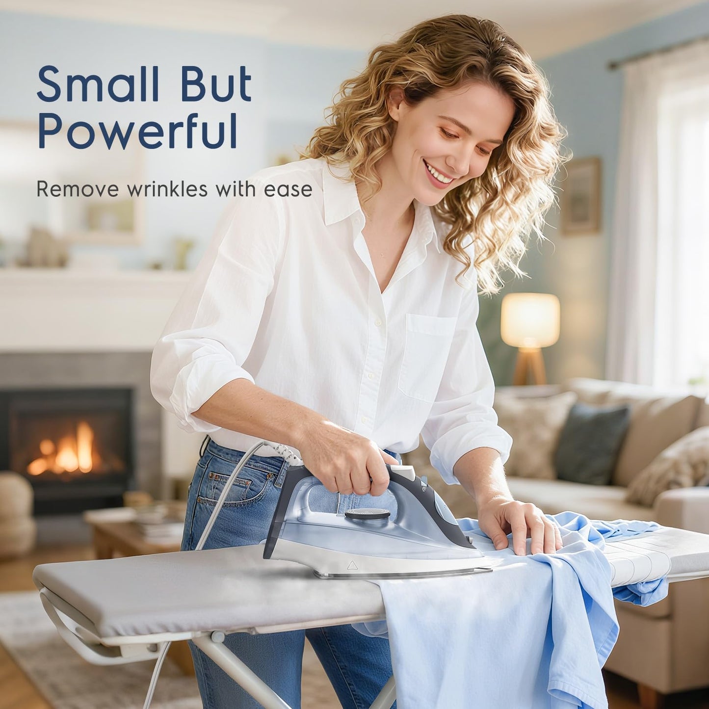 BEAUTURAL Compact Steam Iron for Clothes, Non-Stick Soleplate, Burst of Steam, Spray Mist, Self-Cleaning, Anti-Calcium, Anti-Drip, Easy Temperature Control, Light Weight, 1200 Watts