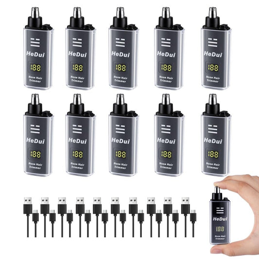 10 Pack Nose Hair Trimmer for Men and Women USB Rechargeable with Digital Display Nose and Ear Trimmer for Men Dual Edge Rotating Blades Easy Clean Detachable Head Compact and Travel Friendly