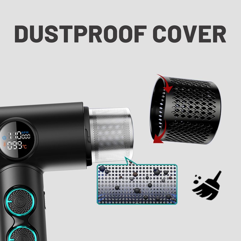 VGR 401 Negative Ionic Hair Dryer, Professional BLDC Motor Blow Dryer for Fast Drying, LED Display Low Noise Thermo and RPM-Control Hairdryer, Travel with Magnetic 1 Diffuser & 2 Nozzle, Black