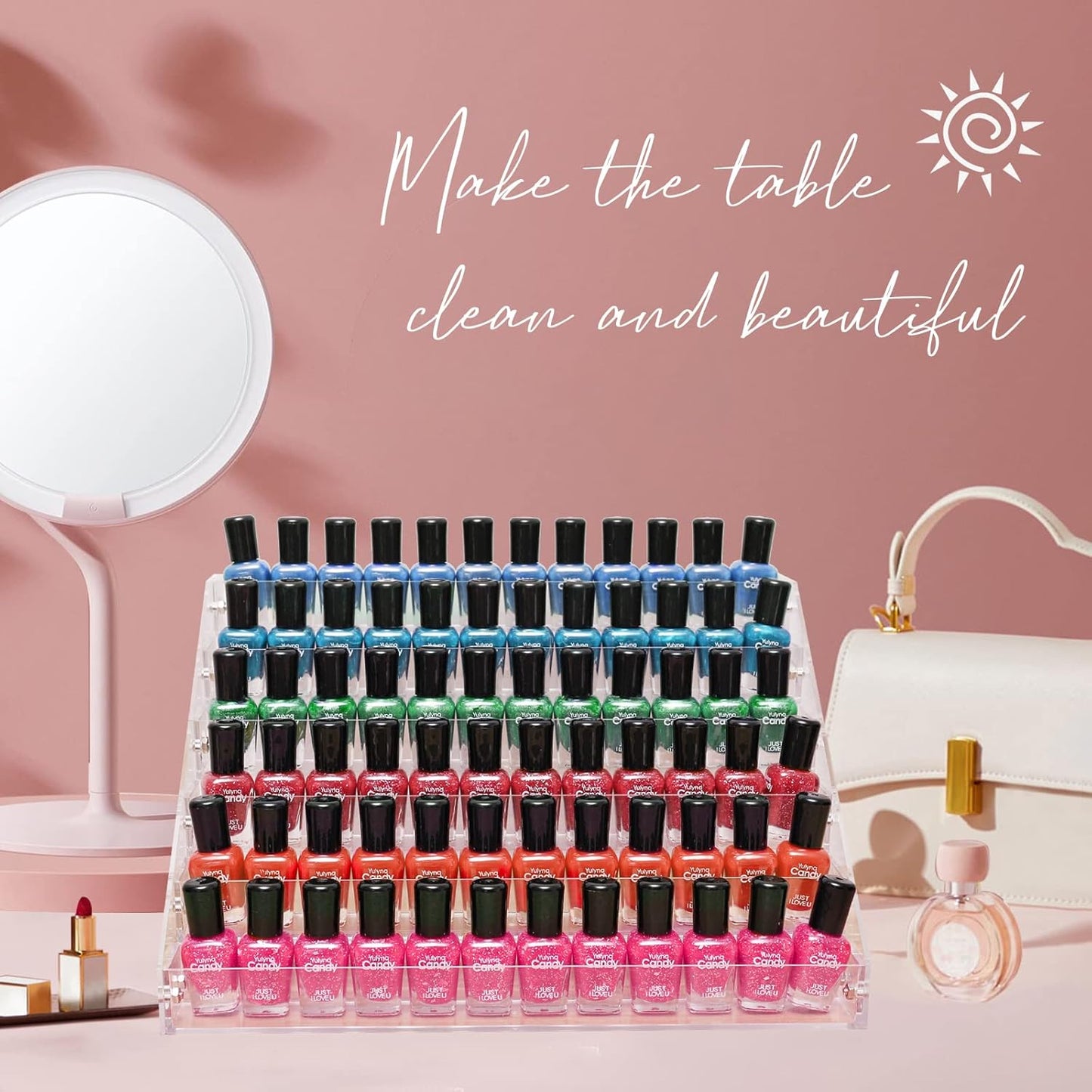 Acrylic Nail Polish Organizer Rack - 6 Tier Gel Polish Holder & Display Shelf | Holds Up to 72 Bottles