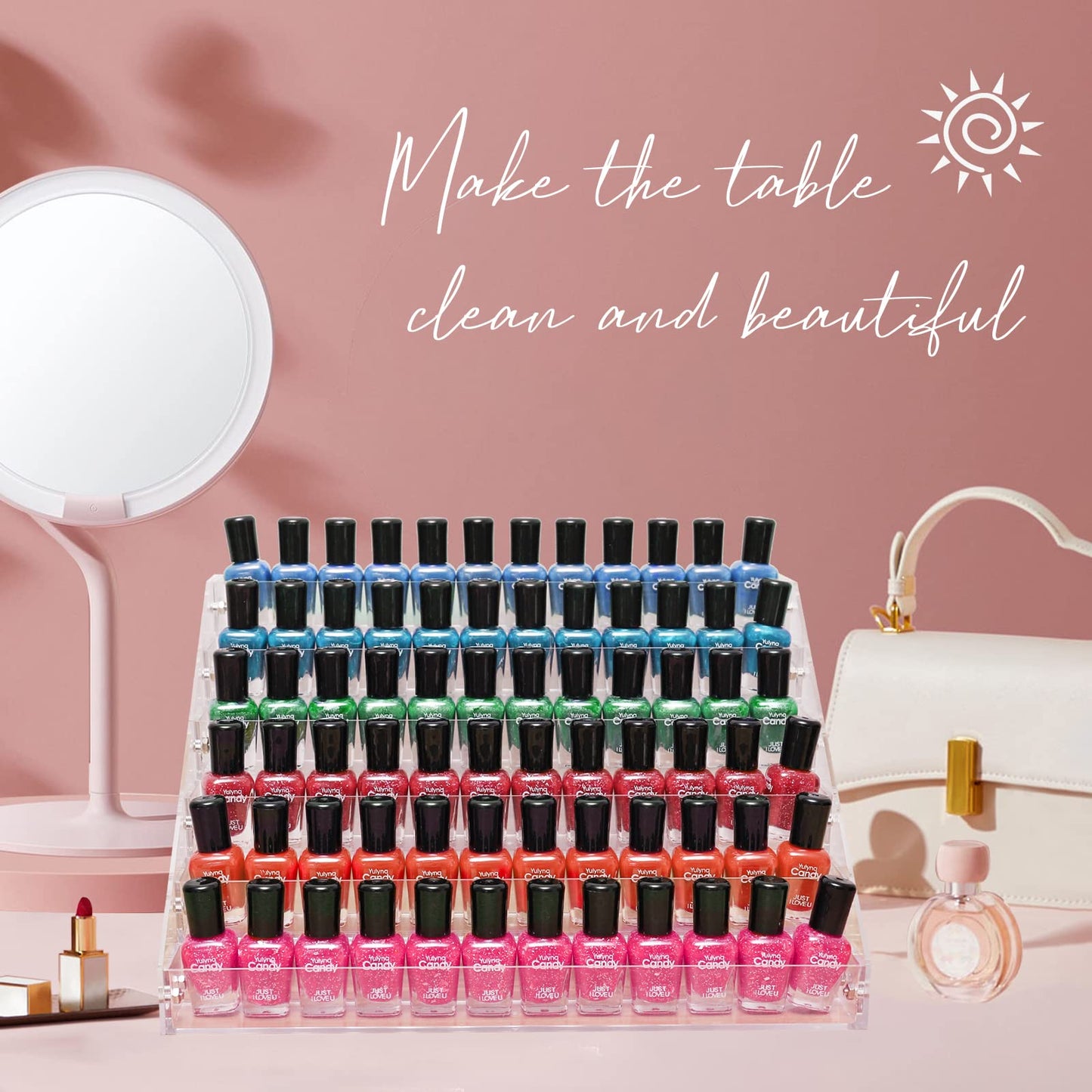 FFowcye Nail Polish Organizer, Acrylic Nail Polish Ink Rack Holder Sunglasses Storage Essential Oil Display Shelf Stand.