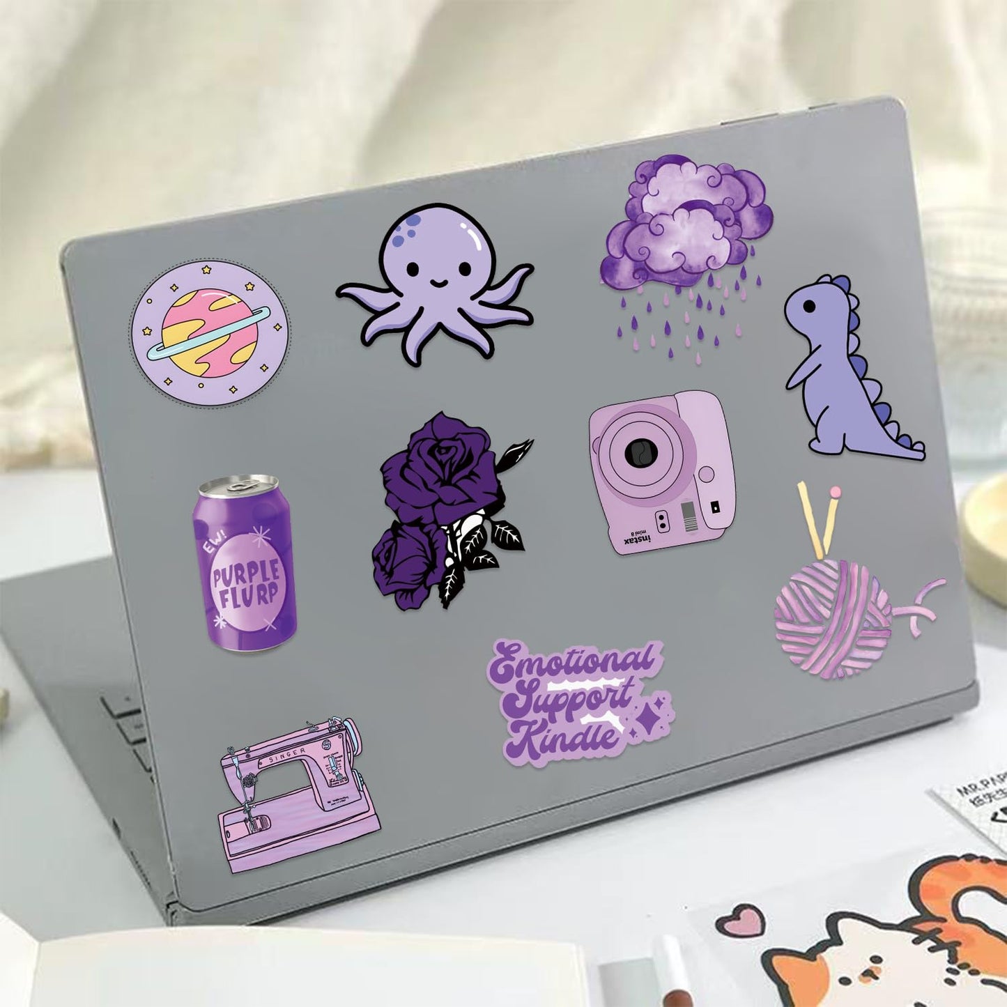 60Pcs Purple Stickers, Cute Aesthetic Purple Graffiti Stickers for Women Girls Kids Teens, Waterproof Vinyl Decals for Laptop Water Bottles Scrapbook Journal Notebook Diary Luggage Party Favors