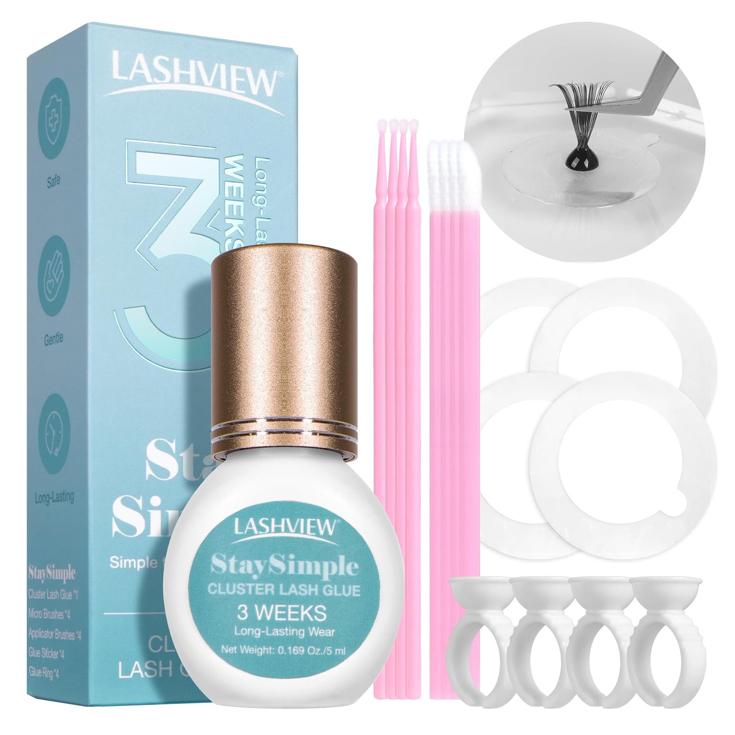 LASHVIEW Lash Glue for Eyelash Clusters, Lash Cluster Glue 3-4 Weeks