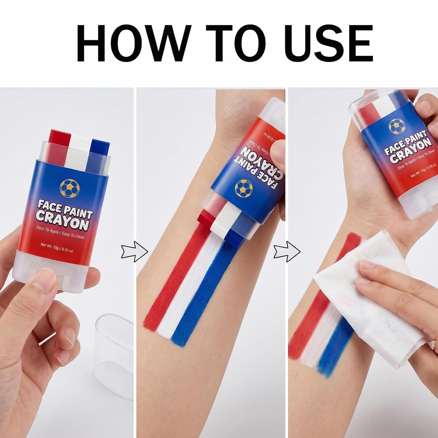 Patriotic USA Flag Face Paint Stick - Red, White & Blue Body Paint for Sports Fans | Perfect for 4th of July & World Cup 2026