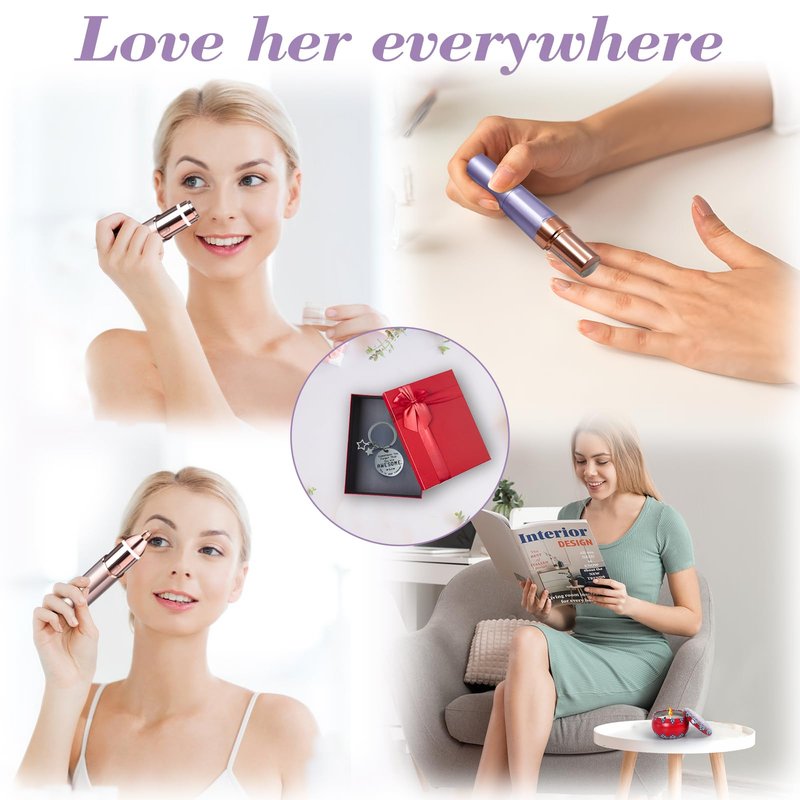 Electric Beauty Epilator+Facial Hair Remover for Women, Hair Removal Device Gift Set, Portable Epilation System, Painless Shaver for Face Chin Lip Body