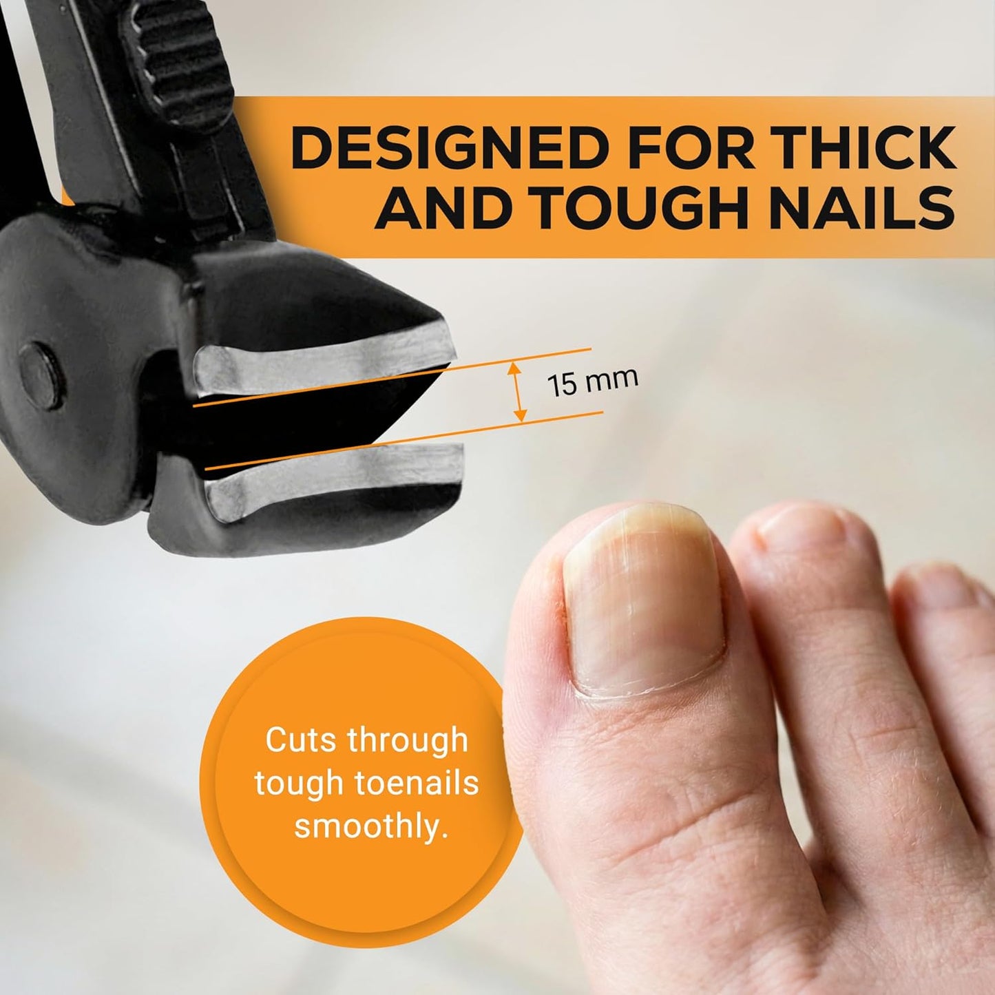 Thick Toenail Clippers for Seniors - Ergonomic Nail Cutter with 4.8” Long Handle & Stainless Steel Blades | Ideal for Weak & Arthritic Hands