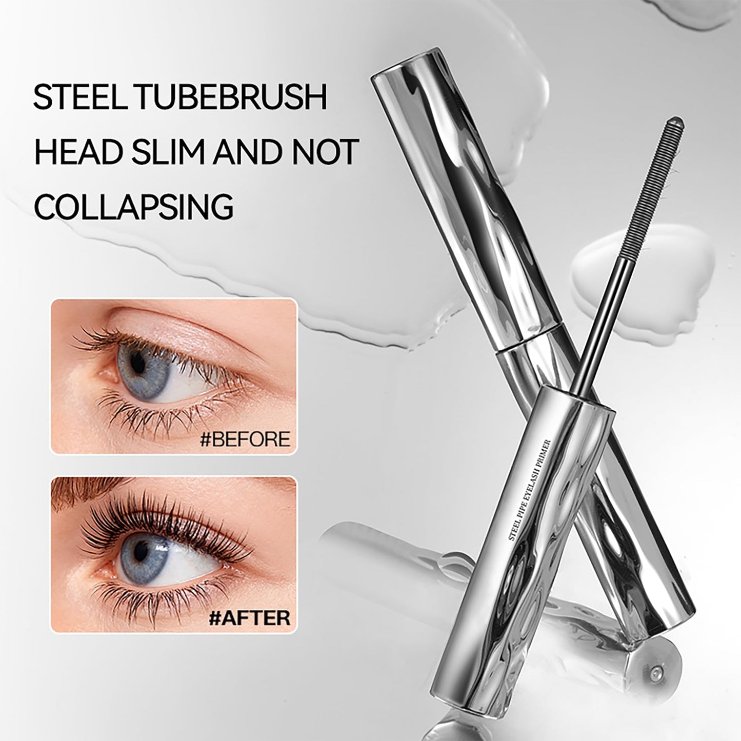 Iron Wand Mascara – 5D Curling with Washable Metal Wand, Waterproof Black Volume & Length, Long-Lasting Smudge-Proof for Eyelashes