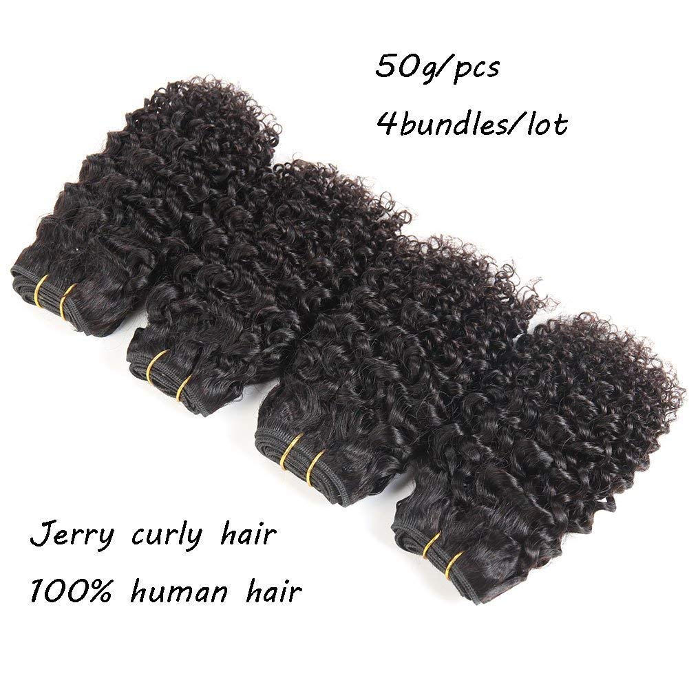 Curly Bundles Human Hair - 3C/4A Kinky Texture | 50g Jerry Curly Short Weave for Black Women