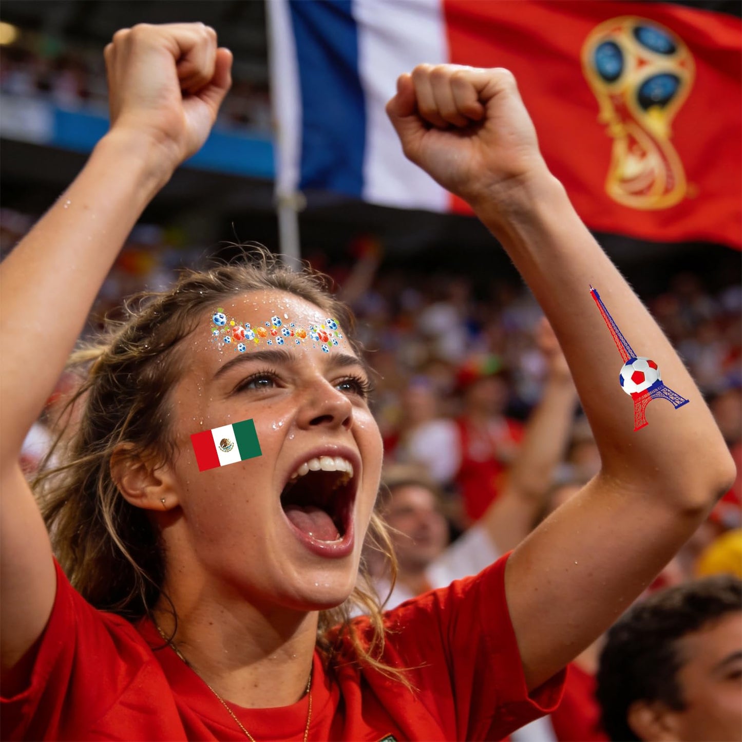 Temporary Tattoos for World Cup 2026 - 48 Sheets Waterproof Country Flag Face Stickers | Oil Painting Style