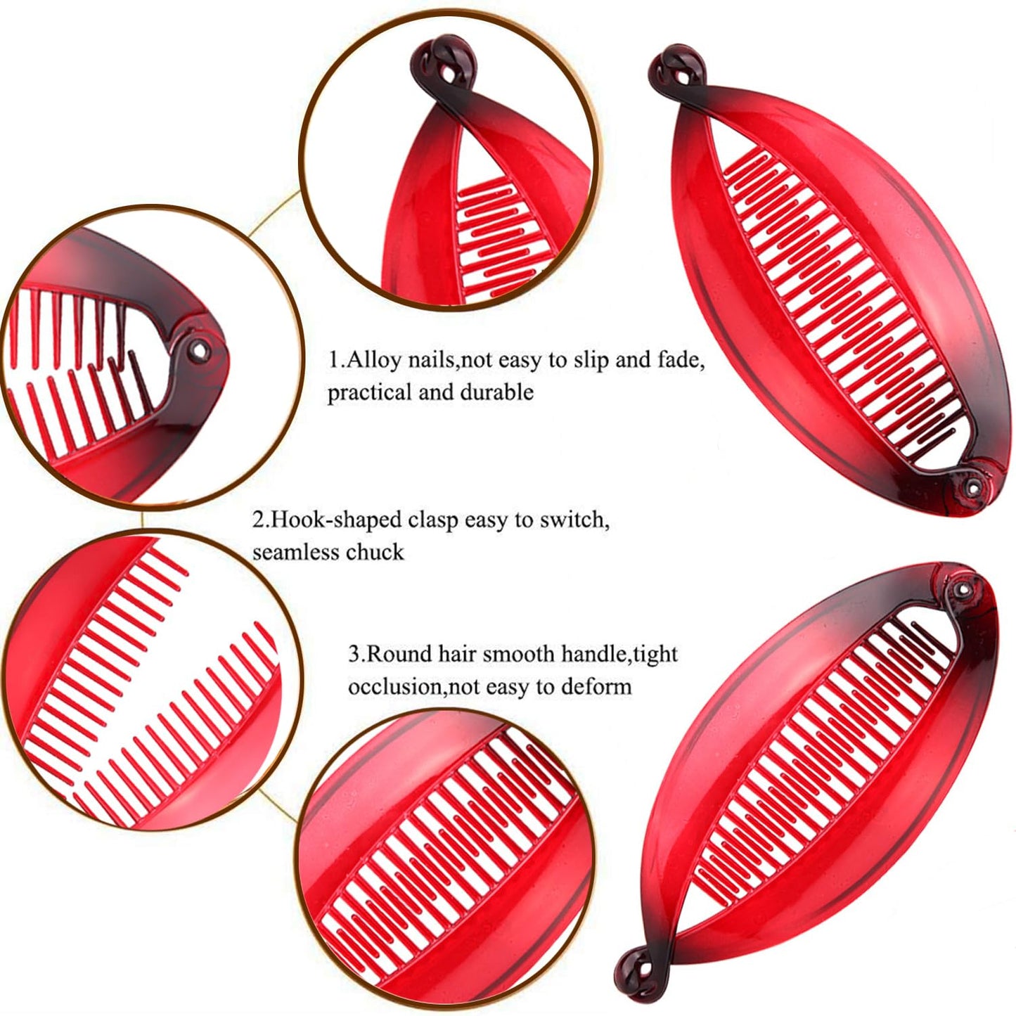 Fishtail Hair Clips - Double Banana Combs for Thin Hair | Stylish Hair Accessories for Women & Girls