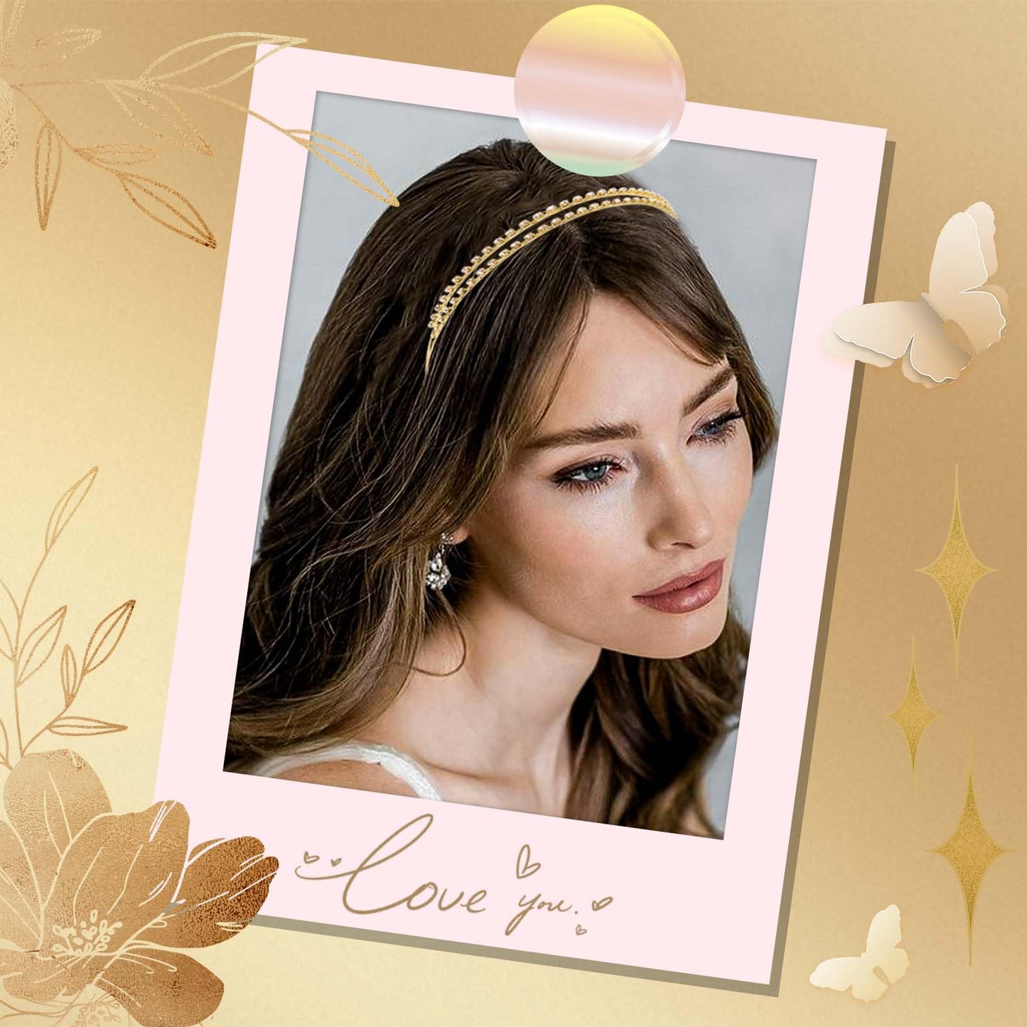 STGDAK Rhinestone Headband For Women Gold Headbands Bridal Metal Head Band Double Rows Crystal Diamond Hairband Silver Hair Hoop Cute Headbands Fashion Hair Jewelry For Wedding Party Prom 2 Pcs