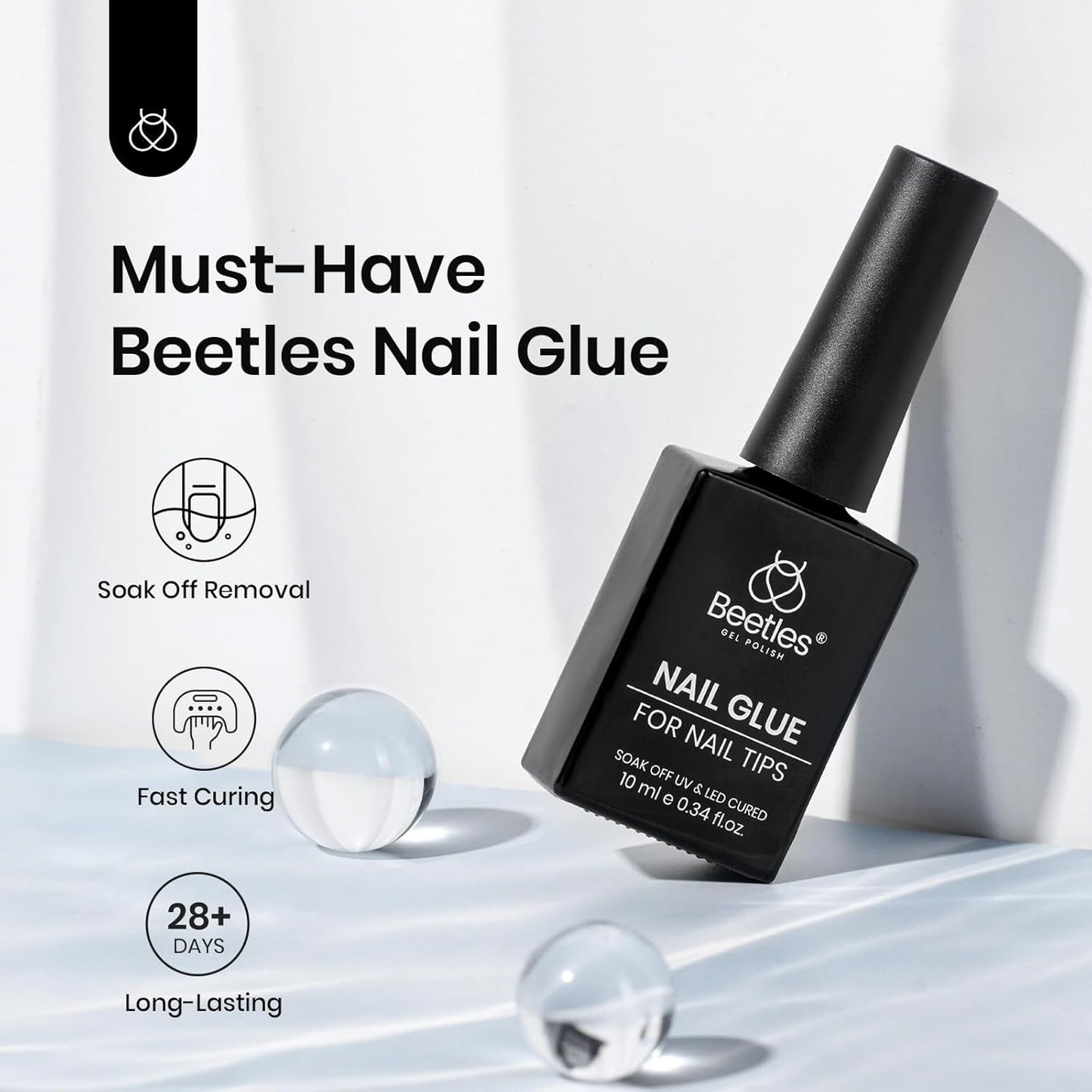 Beetles Gel Nail Tips - 576 Pcs Short Almond Acrylic False Nails | 12 Sizes, Easy DIY Press-On Extensions