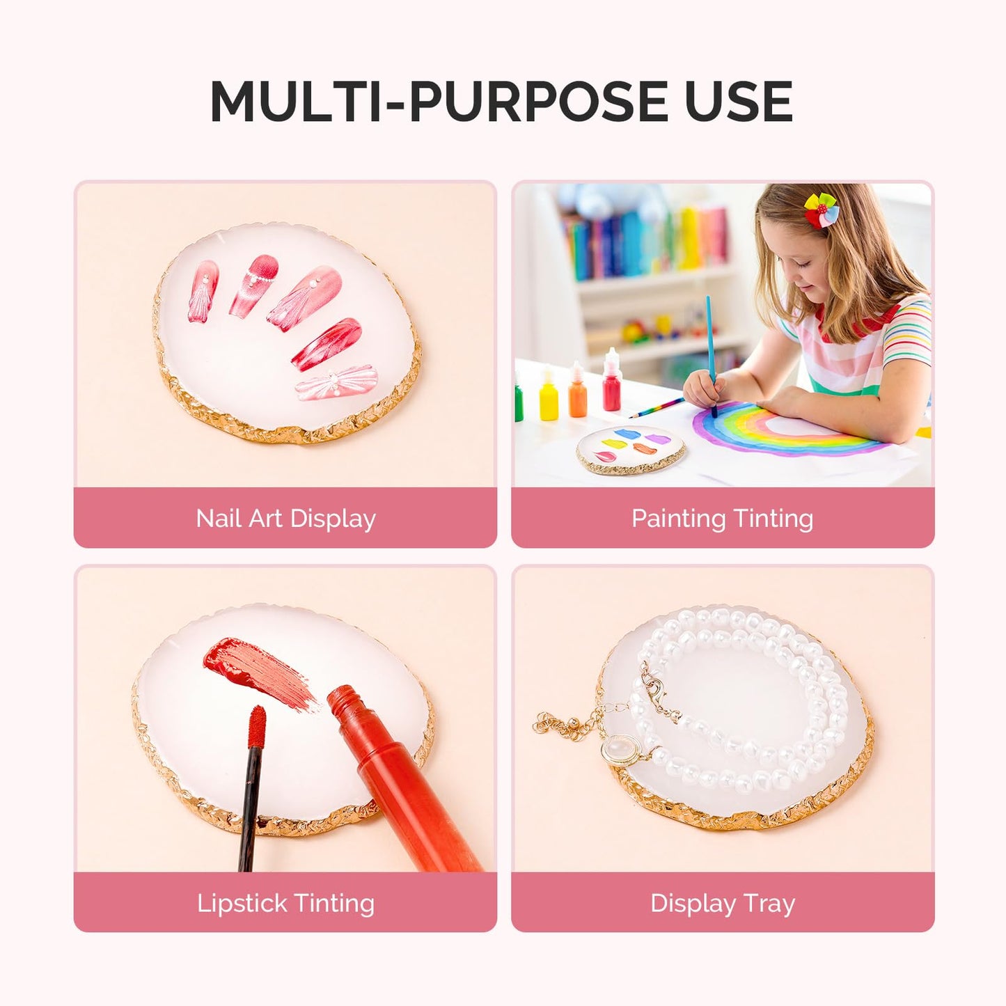 MelodySusie 1PC Round Shape Resin Nail Art Palette, Professional Color Mixing Board for Gel Polish, Acrylics, Pigment Blending, Salon and DIY Makeup Artist Tool, White