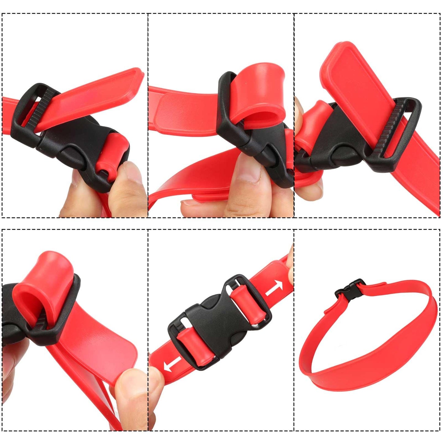 FOWSRHRG 1PC Neckline Shaving Template for DIY Self Haircutting, Adjustable Hair Trimming Guide, Silicone Curved Haircut Band for Cleaning Straight Neck Hairline (Red)
