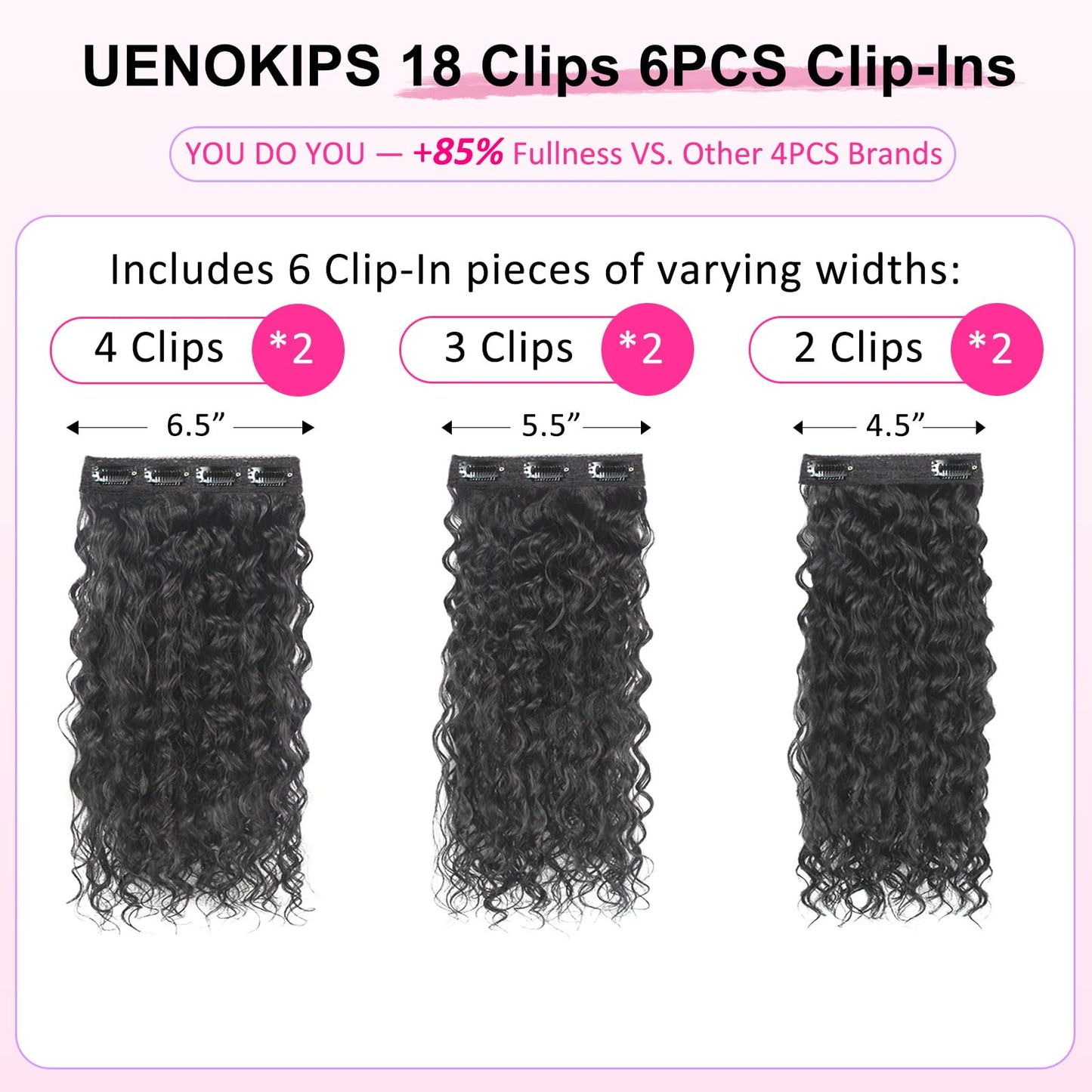 Curly Clip In Hair Extensions 6 Pcs 18 Clips Water Wave Clip Ins 100％ Pure Protein Silk Fiber Real Hair Feeling Full Head Double Lace Weft Soft Natural Hair Extensions for Women