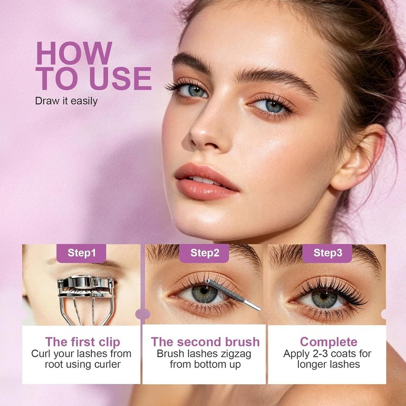 Iron Wand Mascara - 5D Curling Waterproof Formula for Volume & Length | Smudge-Proof Black Mascara