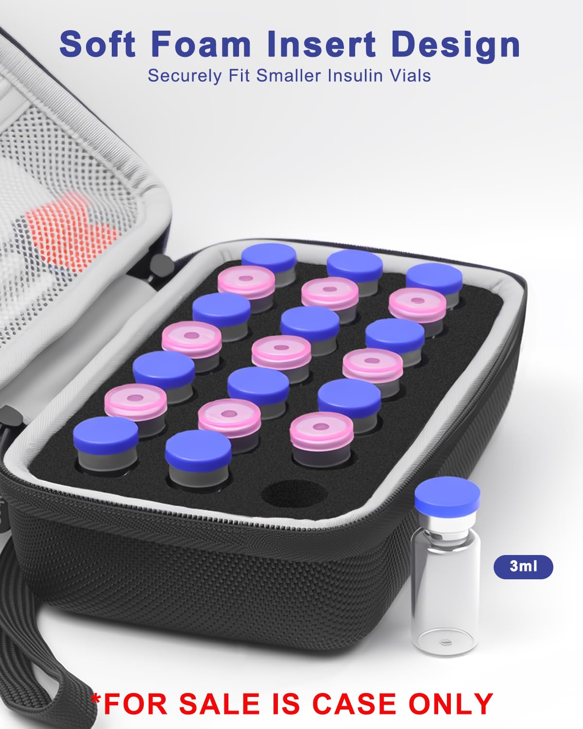 Krypthos Insulin Vial Protector Case, Insulin Vial Organizer Bag for Diabetics Standard 10ml U-100 Vials, Insulin Carrying Case Fridge Holder Storage Holder (21 Slots)