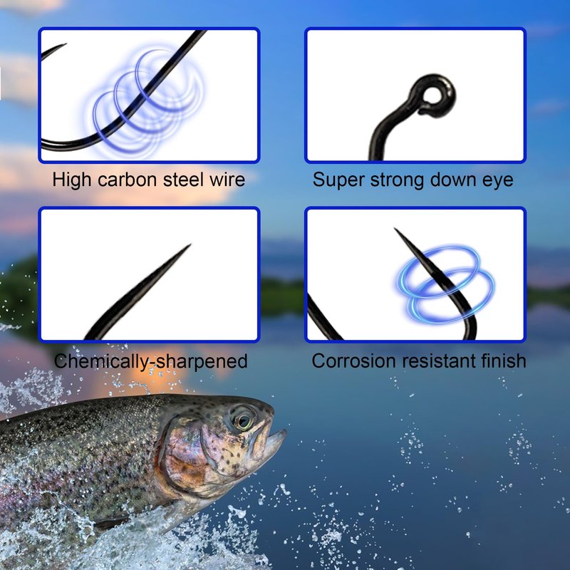 Eupheng 100pcs Plus Best Barbless Competition Fly Fishing Hook Collection - Dry Nymph Strimp&Pupa, Pupa Jig Hooks, High Carbon (Dry Hook EP-9214, 16#)