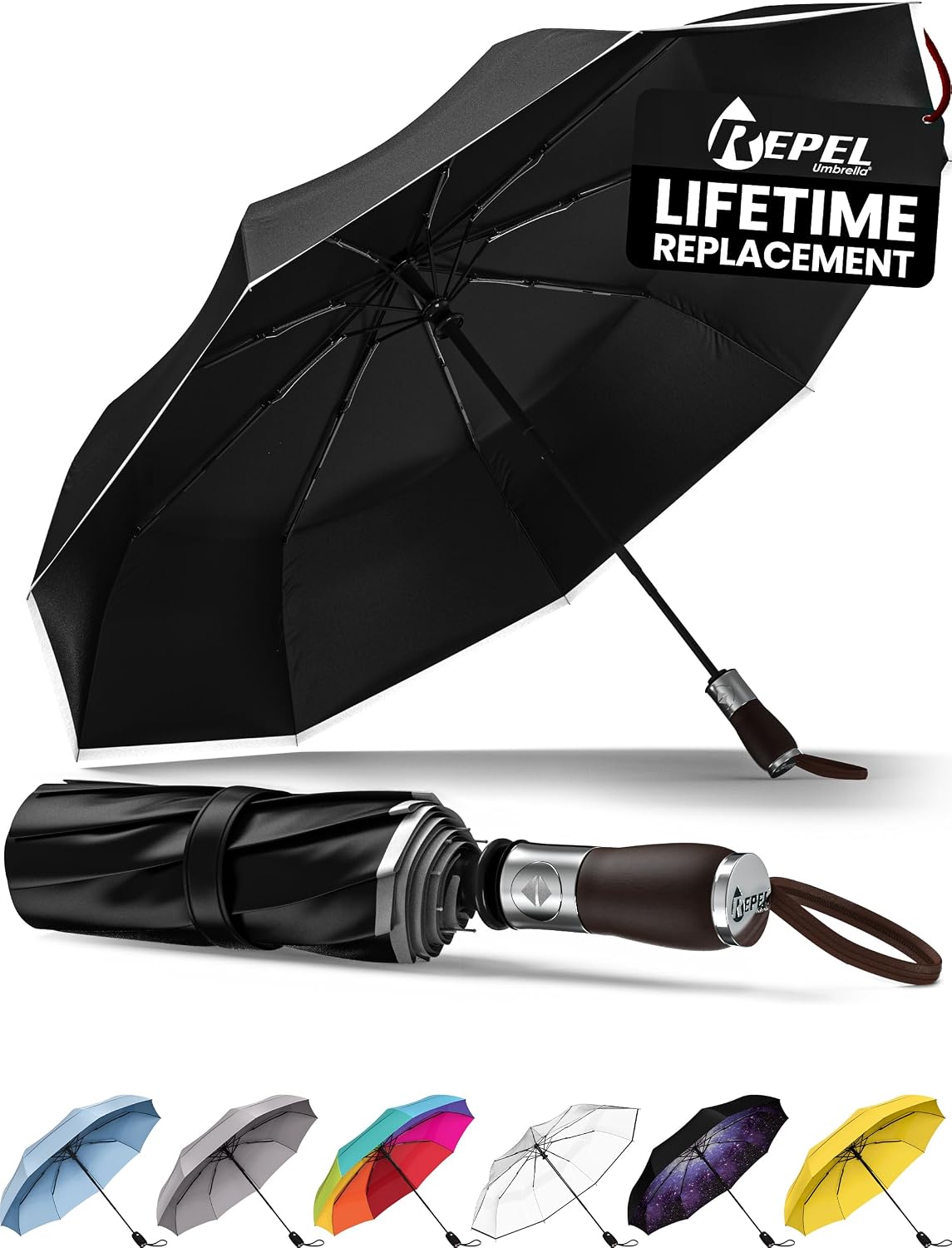 Windproof Travel Umbrella - Compact Auto Folding Design | Withstands 100MPH Winds, Durable & Lightweight for Men & Women