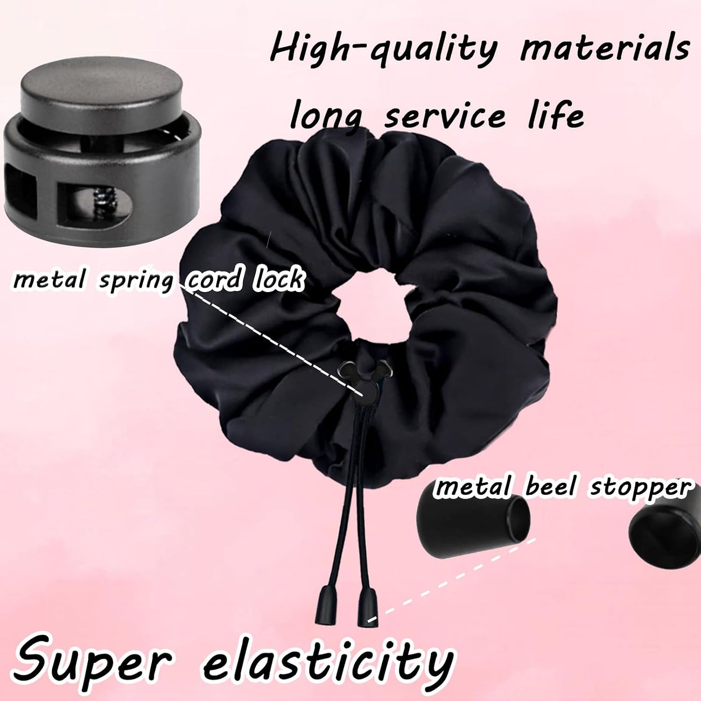 Adjustable Afro Puff Hair Ties - Extra Large Satin Scrunchies for Thick Curly Hair | No Damage, Oversized Design