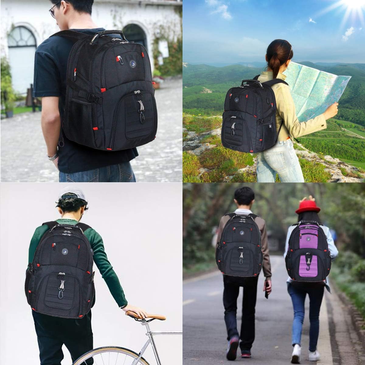 SHRRADOO Extra Large 50L Travel Laptop Backpack - Airline Approved, Fits 17 Inch Laptops | Black