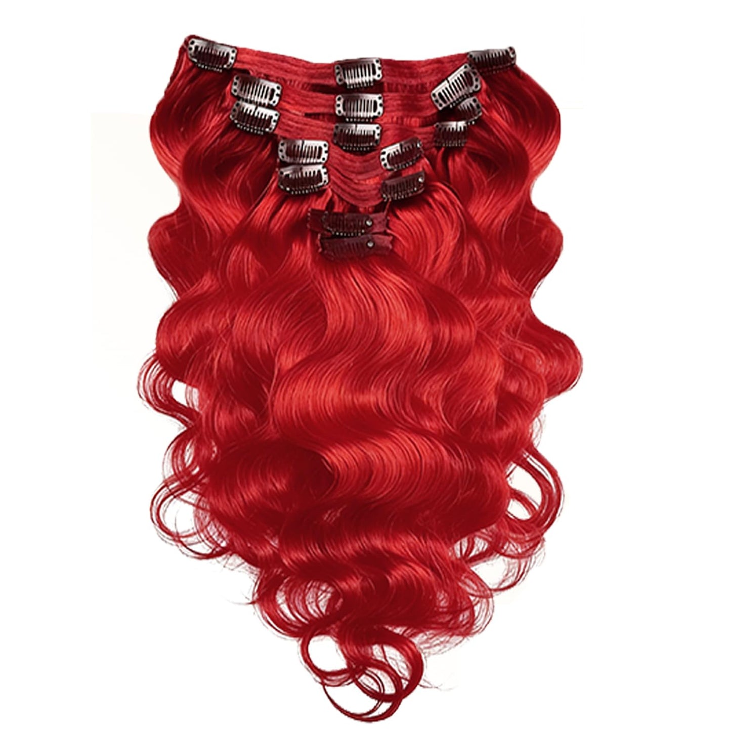 Red Clip in Hair Extensions Real Human Hair, 28 Inch 120g/7Pcs,Full Shine Remy Human Hair,Wine Red Body Wave Clip ins Brazilian Virgin Human Hair Extensions