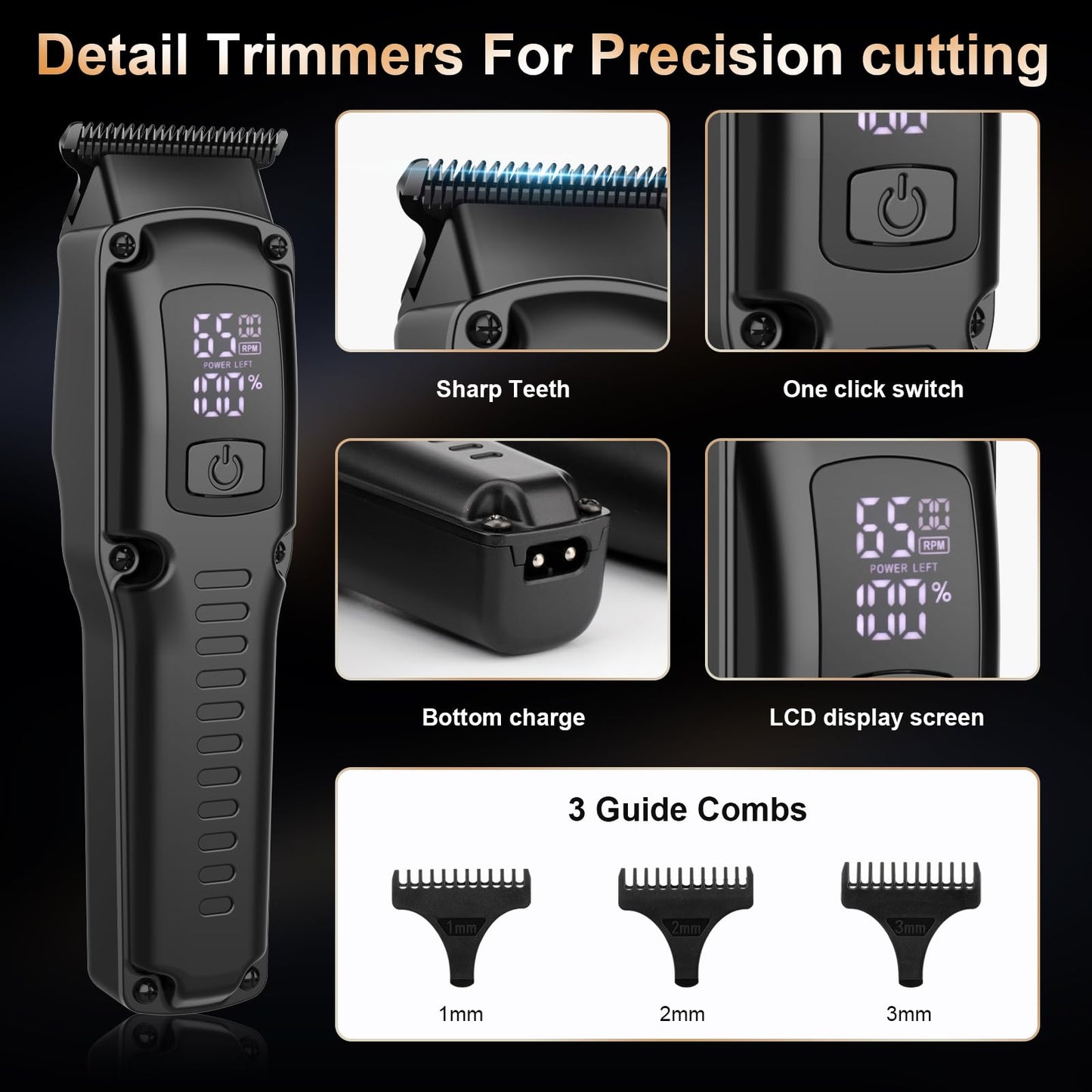 QREEYX Professional Hair Clipper for Men, 3 in 1 Hair Clipper Beard Trimmer and Electric Foil Shaver Set with LED Display, Cordless Grooming Kit for Home, Travel, Barber, Ideal Gift for Him