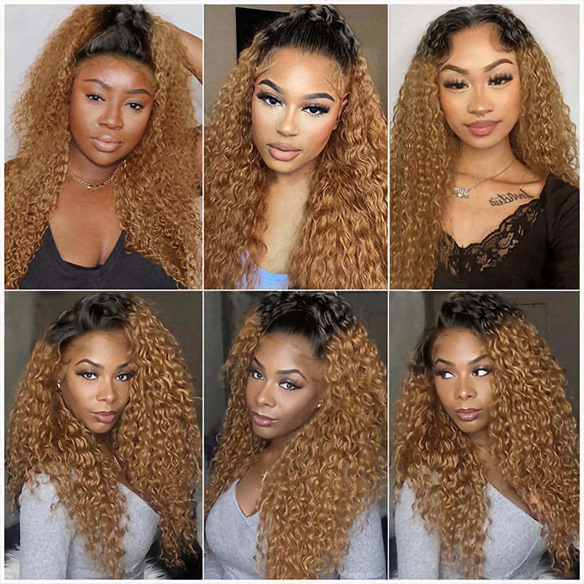 Ombre Human Hair Bundles 1b27 Honey Blonde Kinky Curly Bundles 16 18 20 Inch Unprocessed Brazilian Virgin Hair 3 Bundle Honey Blonde Bundle