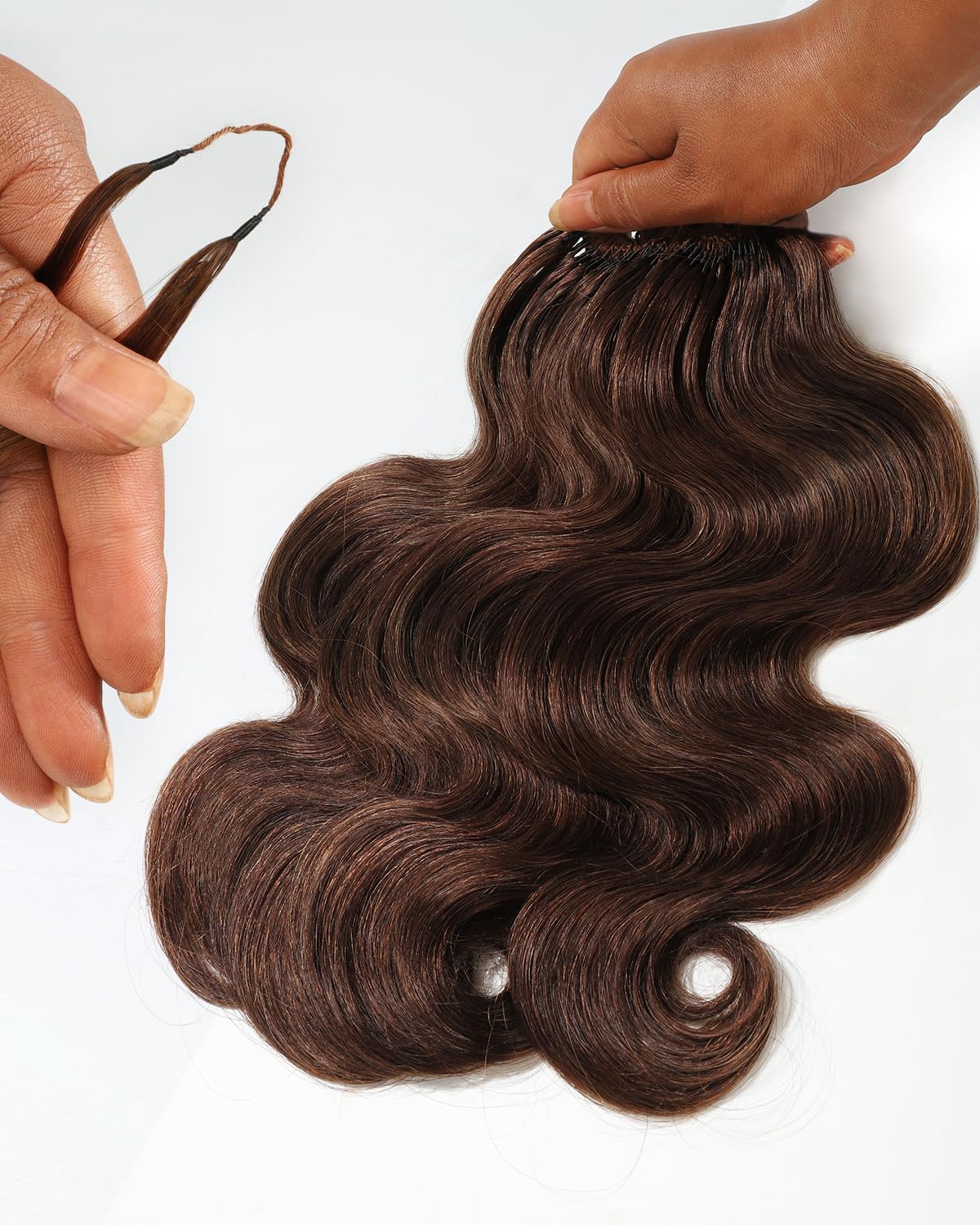 BEEOS Body Wave Crochet Human Hair 160g, Pre-Separated Miracle Knots Feather Crochet Hair for Black Women, Reusable Invisible String 18 Inch #4 Brown