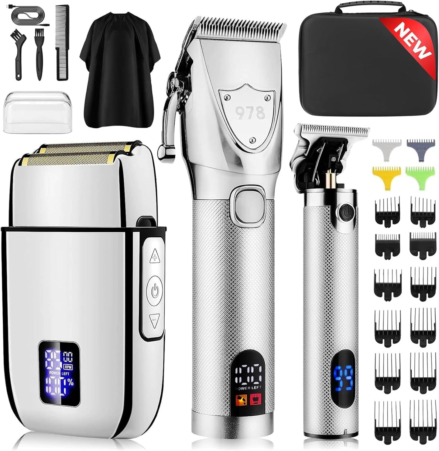 Professional Hair Clippers Set for Men - Electric Foil Shavers & Barber Kit with Travel Case | Grooming Essentials