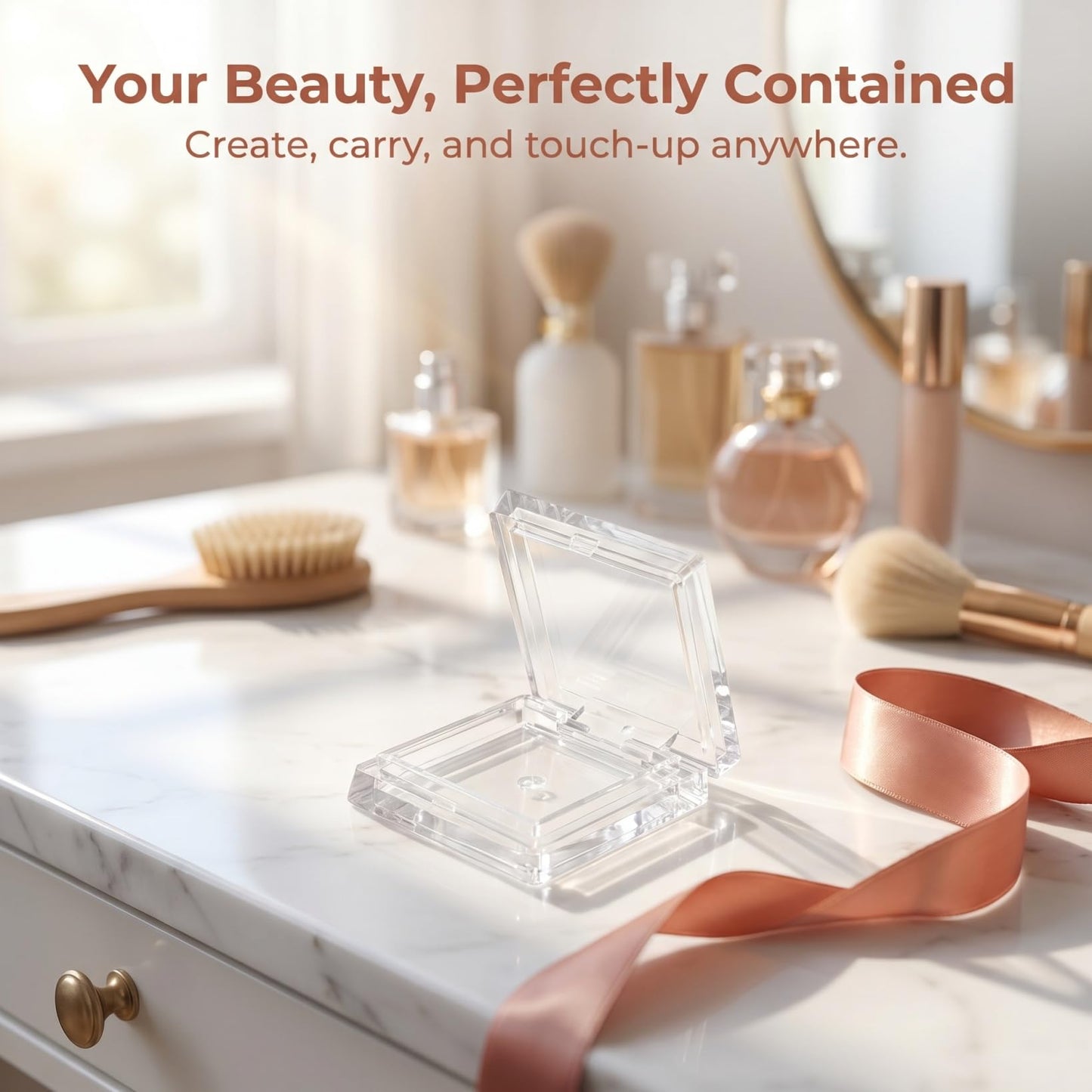 DOITOOL 4Pcs Empty Eyeshadow Pans Square Cosmetic Palettes Refillable Makeup Containers Portable for Travel Lip Balm Blush Highlighter Storage