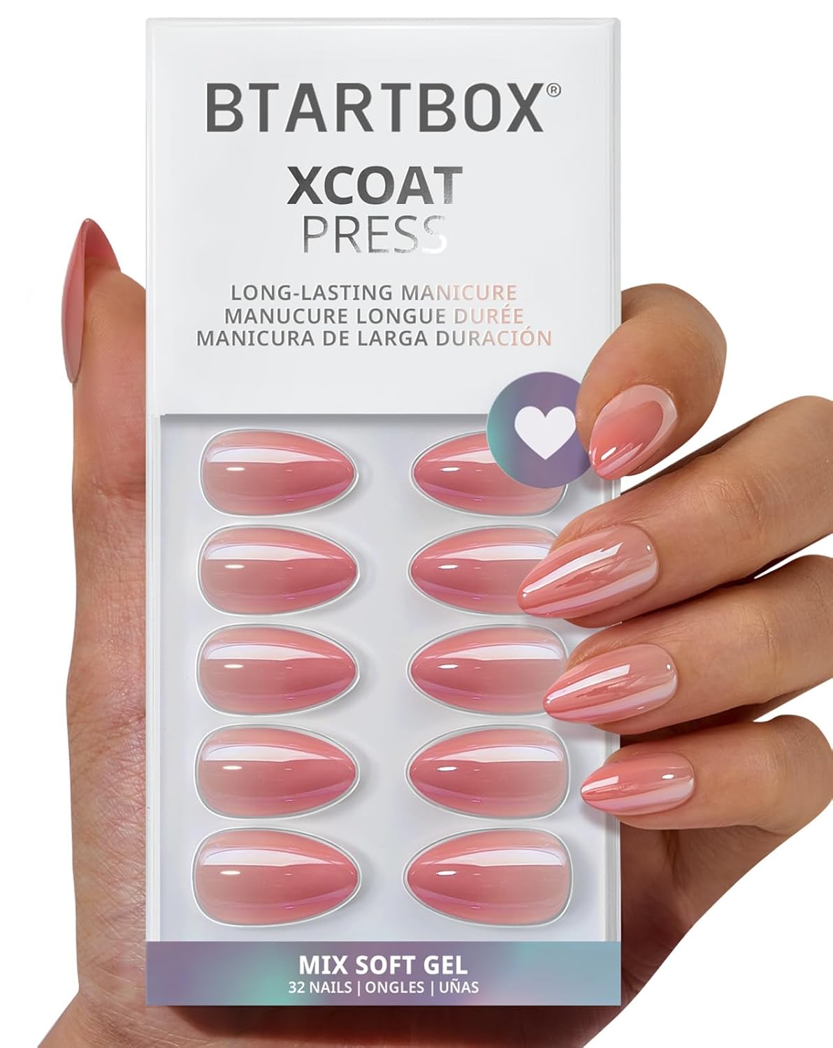 Press On Nails Almond - 3D Polka Dot Glitter Medium Nails | 32-Piece All-in-One Kit with Glue & Adhesive Tabs
