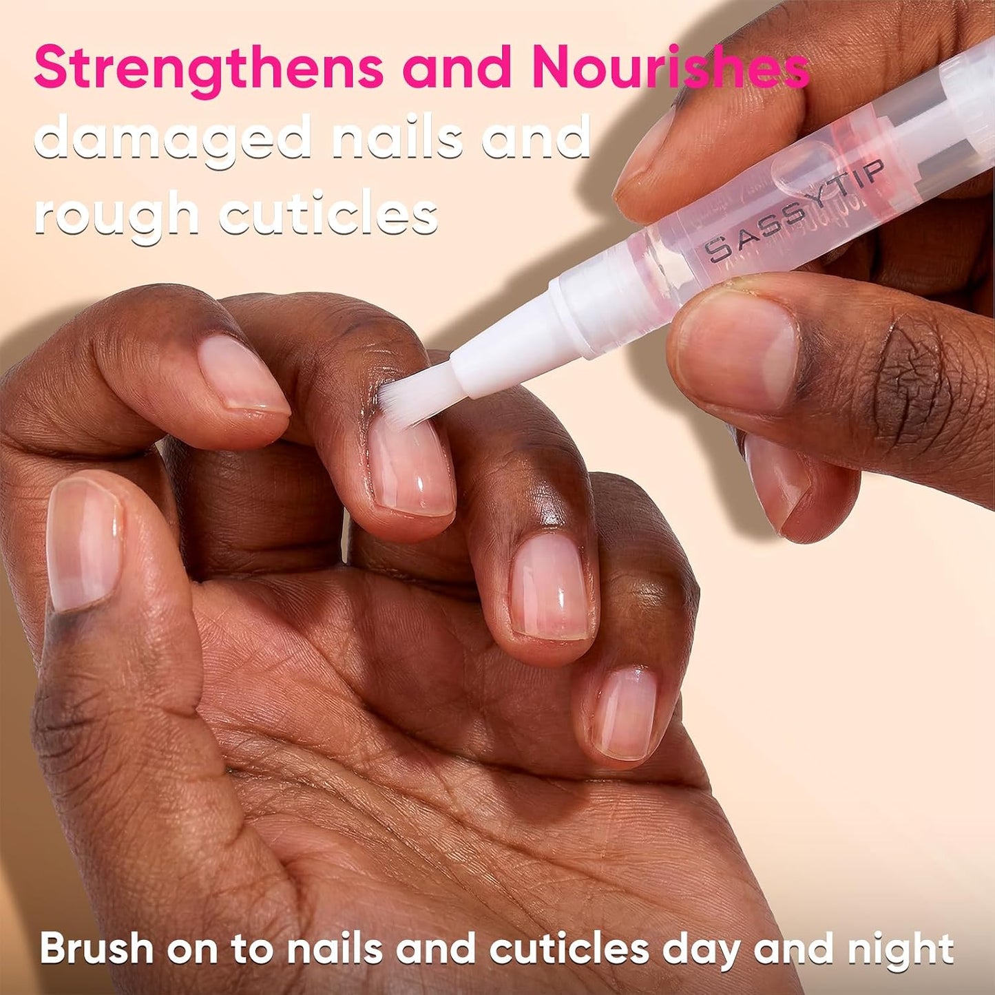 Nail Strengthening Oil Pen - Fast-Absorbing Cuticle Treatment with Biotin & Ginseng | Jasmine, Rose, Lemon Scents